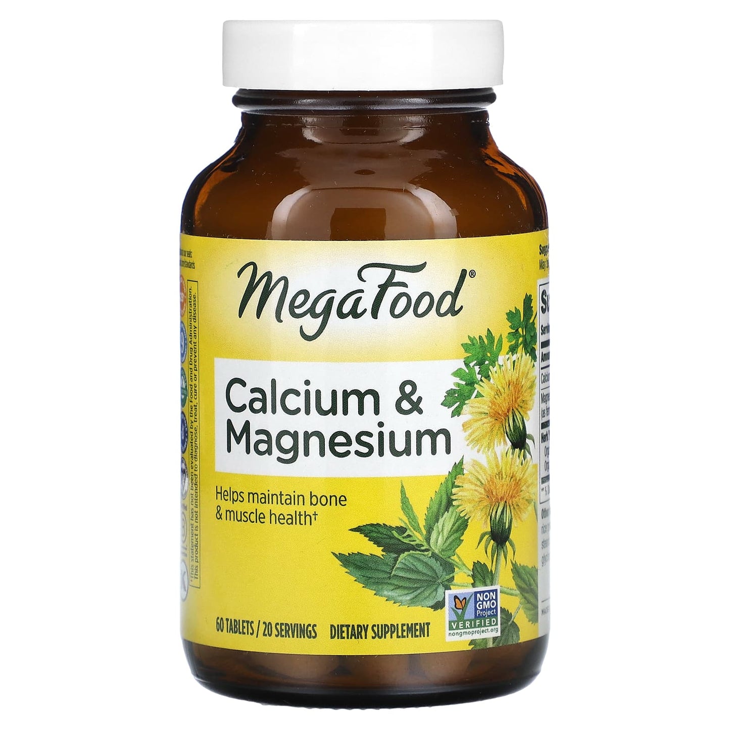 MegaFood, Calcium & Magnesium,  60 Tablets - Image 1