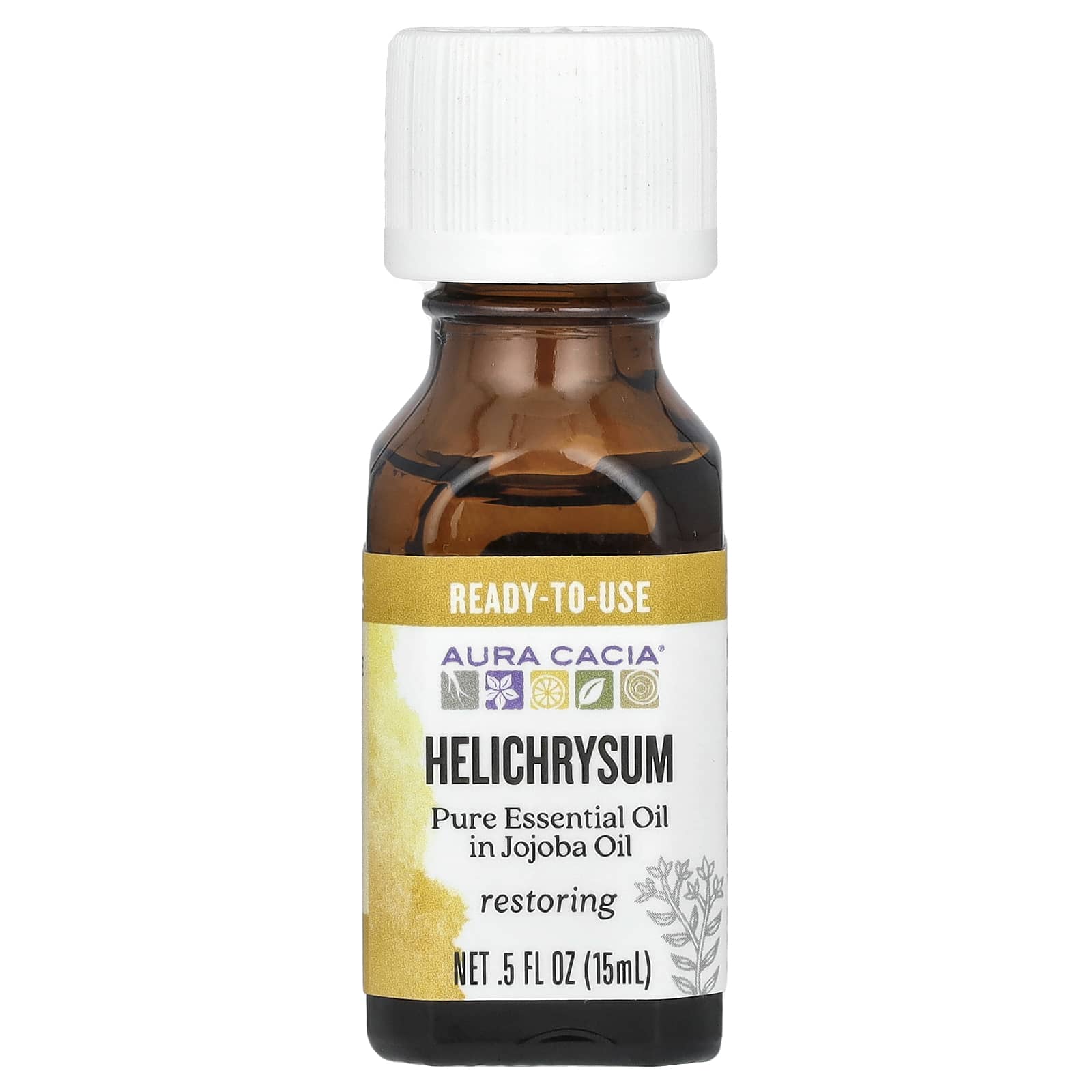 Aura Cacia Helichrysum Essential Oil Blend for Mindful Balance, 0.5 fl oz (15 ml) - Image 1