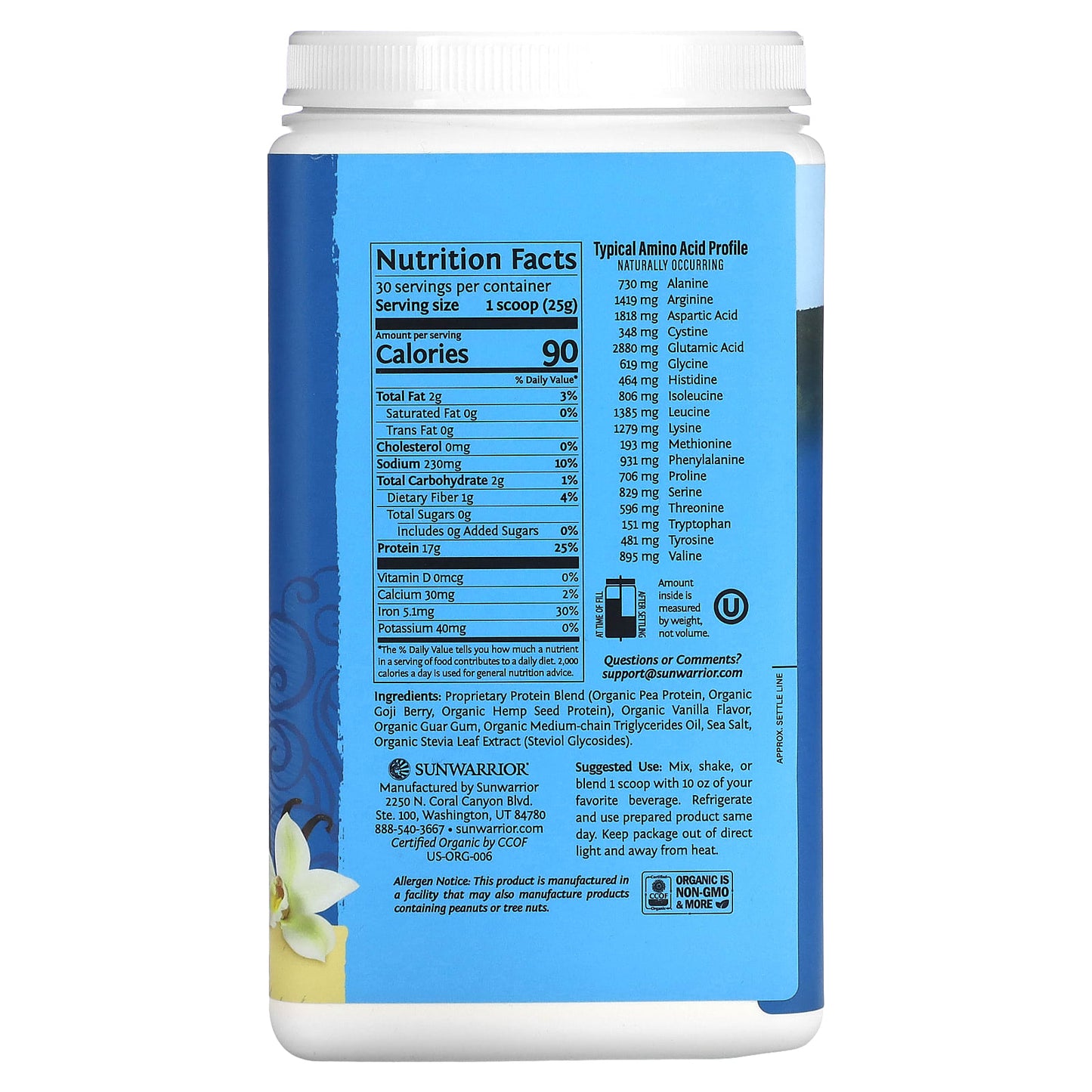 Sunwarrior, Warrior Blend, Protein, Vanilla, 1.65 lb (750 g) - Image 2