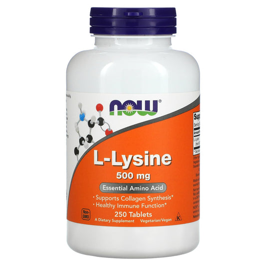 NOW Foods, L-Lysine, 500 mg, 250 Tablets - Image 1