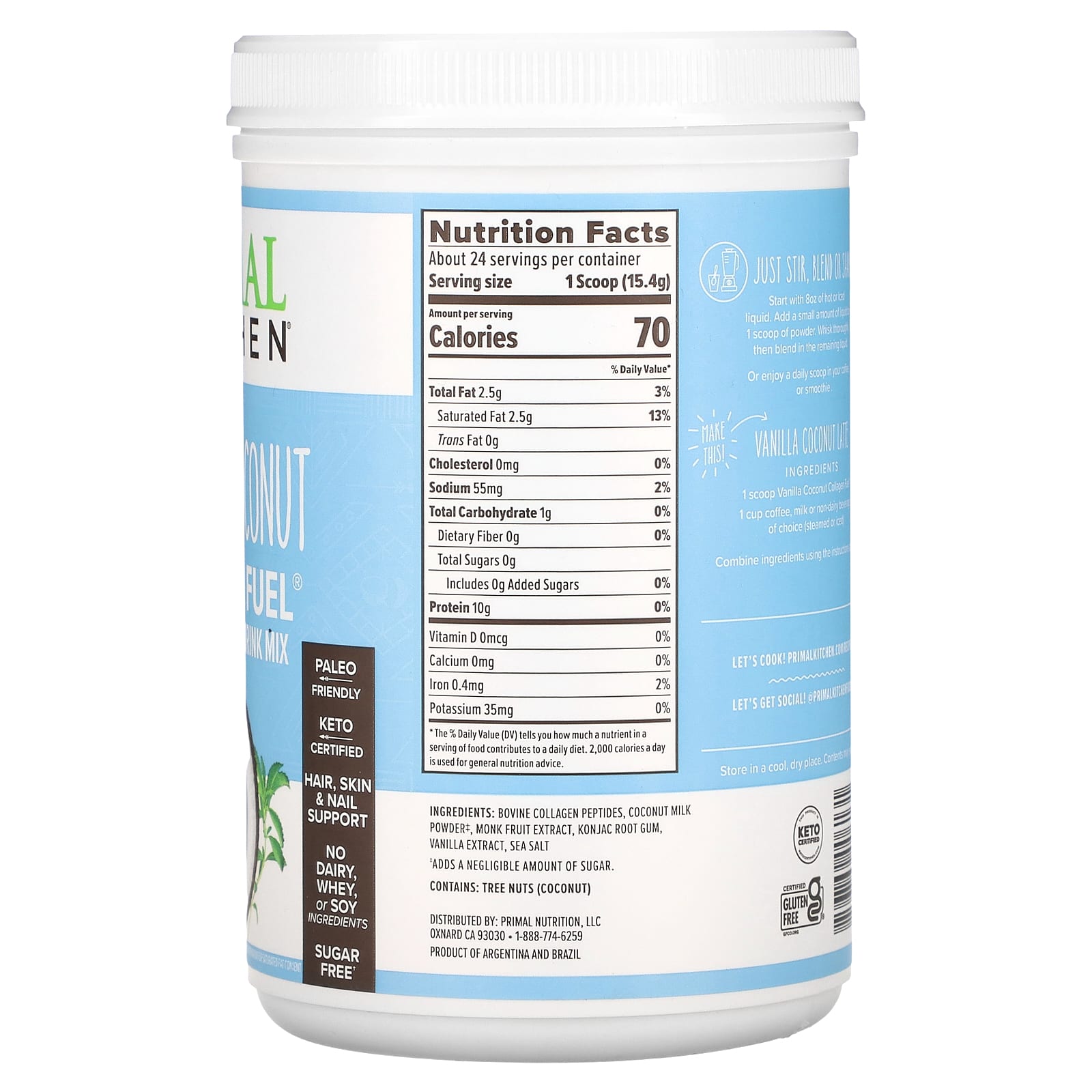 Primal Kitchen, Collagen Fuel, Vanilla Coconut, 13.05 oz (370 g)