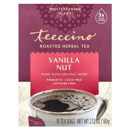 Teeccino, Roasted Herbal Tea, Vanilla Nut, Caffeine Free, 10 Tea Bags, 2.12 oz (60 g) - Image 1