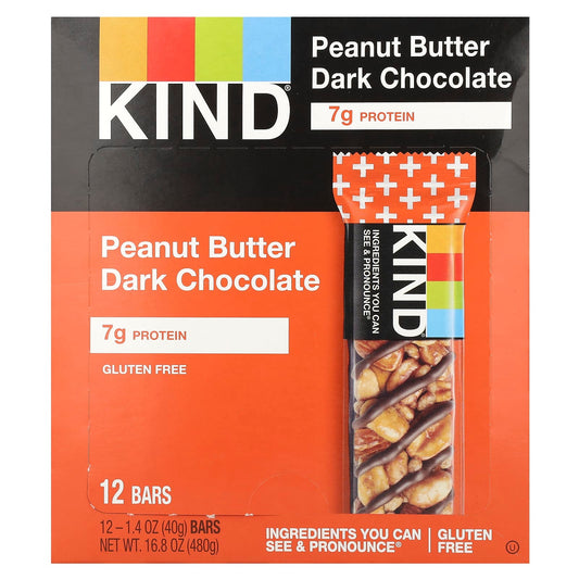 KIND Bars, Protein Bars, Peanut Butter Dark Chocolate, 12 Bars, 1.4 oz (40 g) Each - Image 1