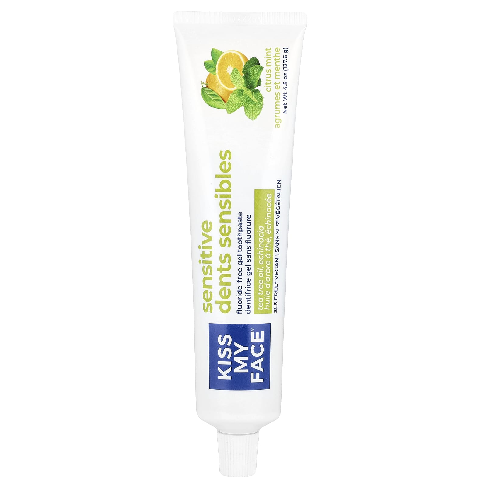 Kiss My Face, Sensitive Fluoride-Free Gel Toothpaste, Citrus Mint , 4.5 oz (127.6 g) - Image 1