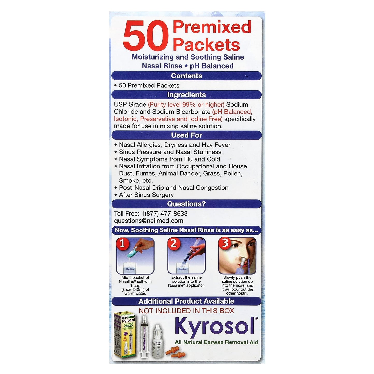 Squip, Nasaline®, Nasal Rinsing System, 50 Premixed Packets - Image 2