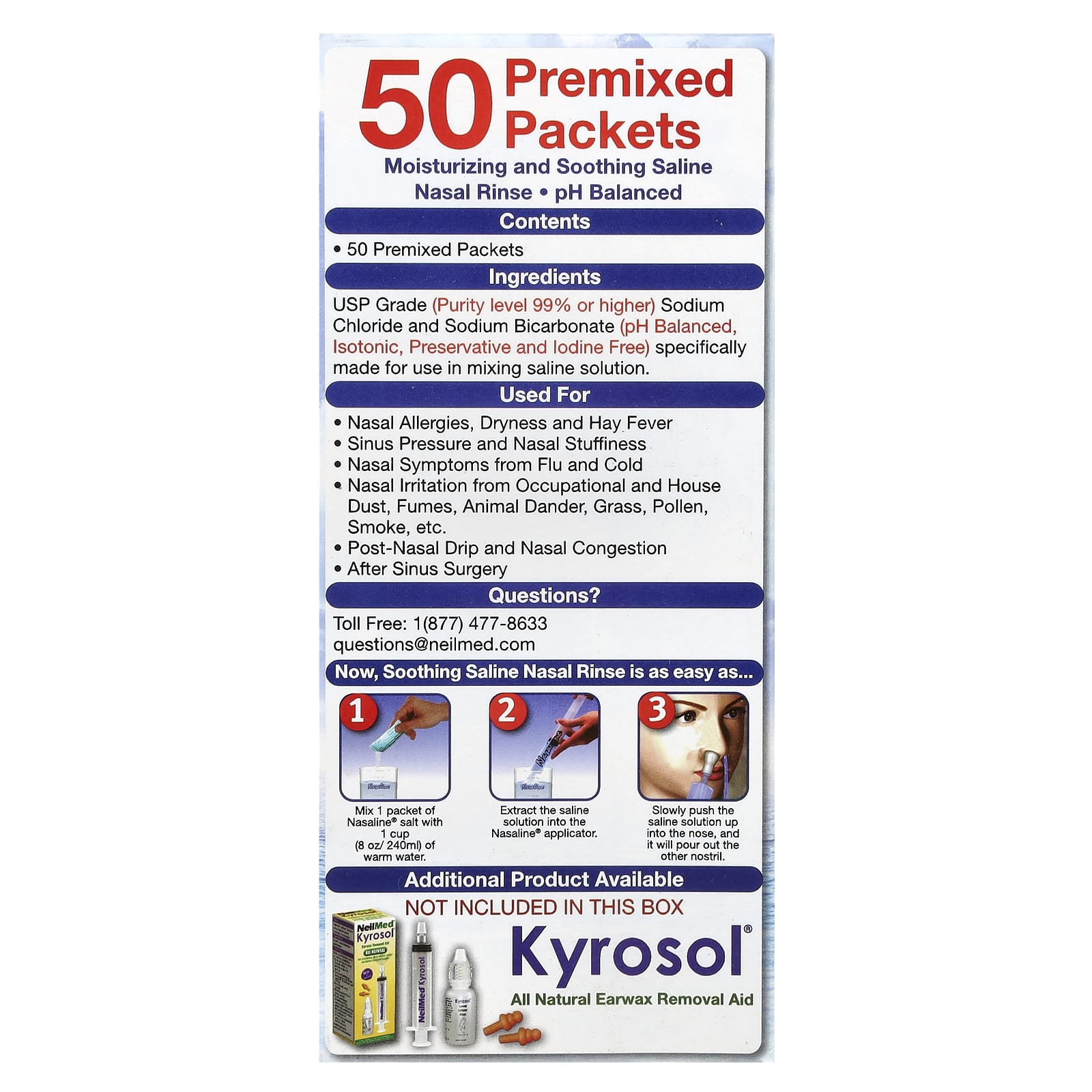 Squip, Nasaline®, Nasal Rinsing System, 50 Premixed Packets - Image 2