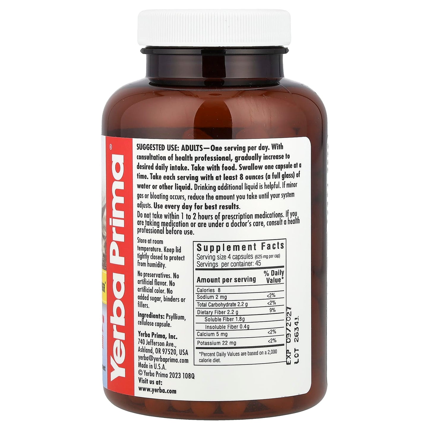 Yerba Prima, Psyllium Husks Veg Caps, 180 Capsules - Image 2