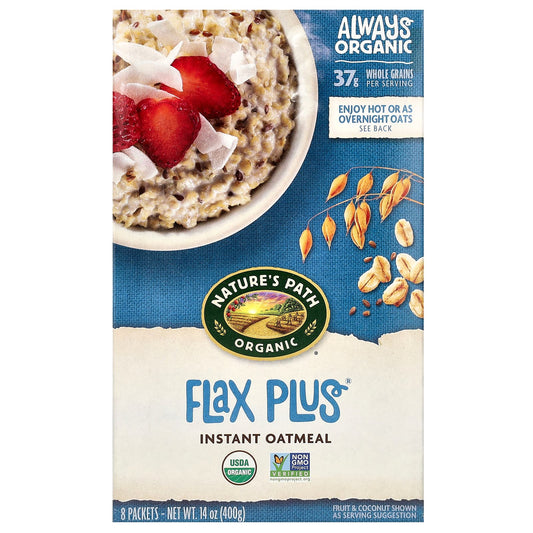 Nature's Path, Organic Instant Oatmeal, Flax Plus, 8 Packets, 14 oz (400 g) - Image 1
