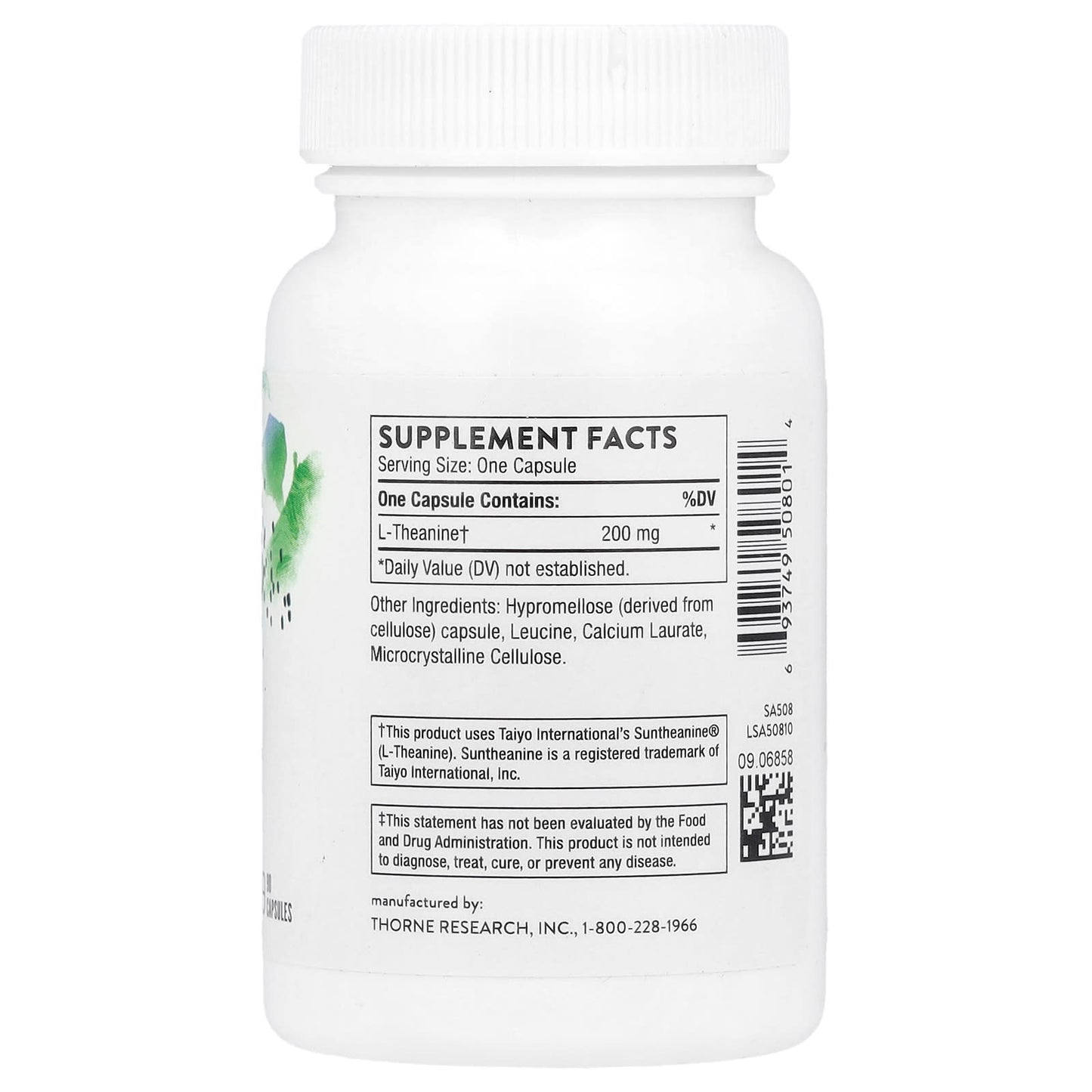 Thorne, Theanine, 90 Capsules (200 mg per Capsule)