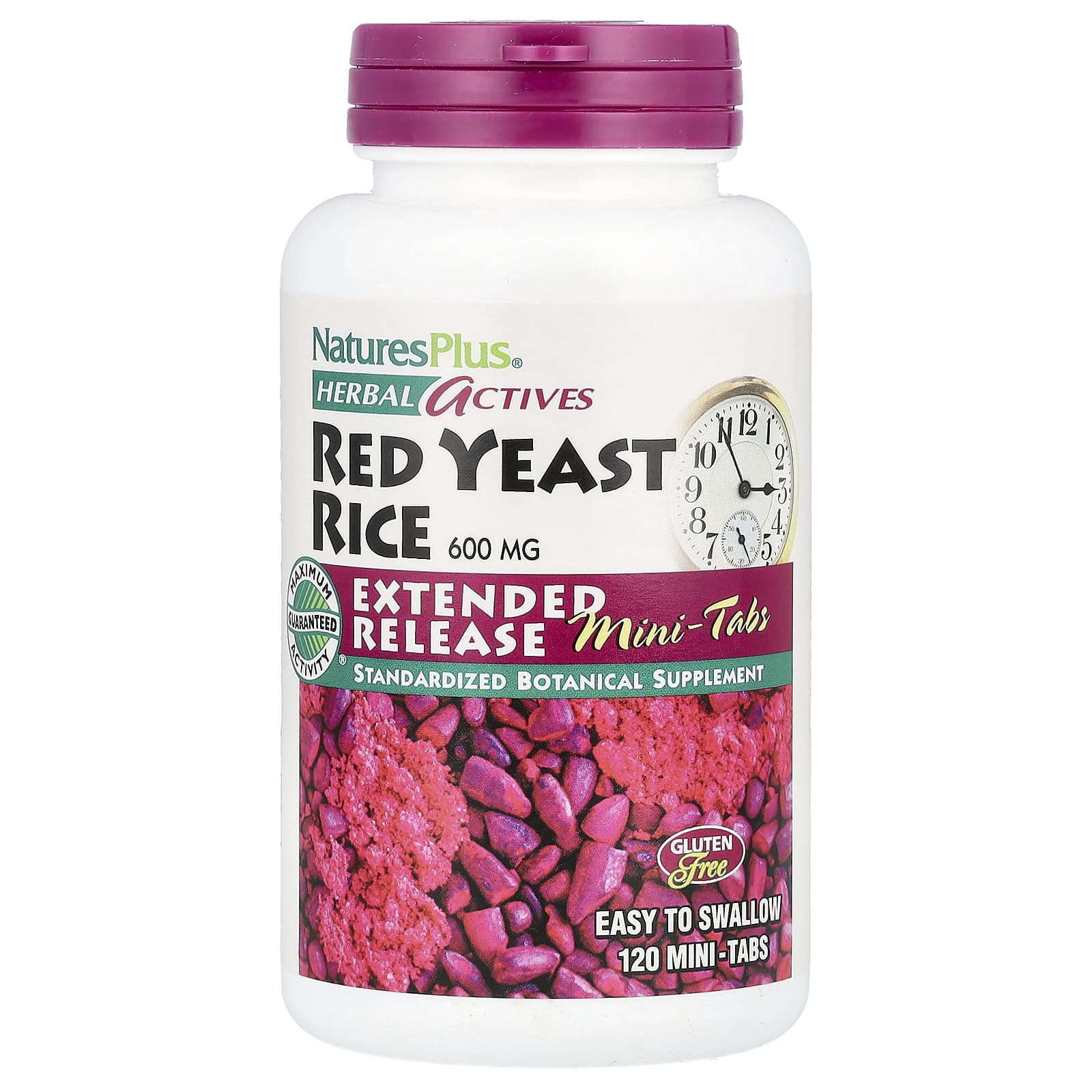 NaturesPlus, Herbal Actives, Red Yeast Rice, 120 Mini-Tabs (300 mg per Tablet)
