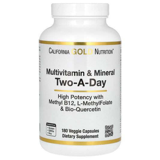California Gold Nutrition Multivitamin 2-Day, 180 Veggie Capsules, 25 Vitamins & Minerals, Methyl B12 - Image 1