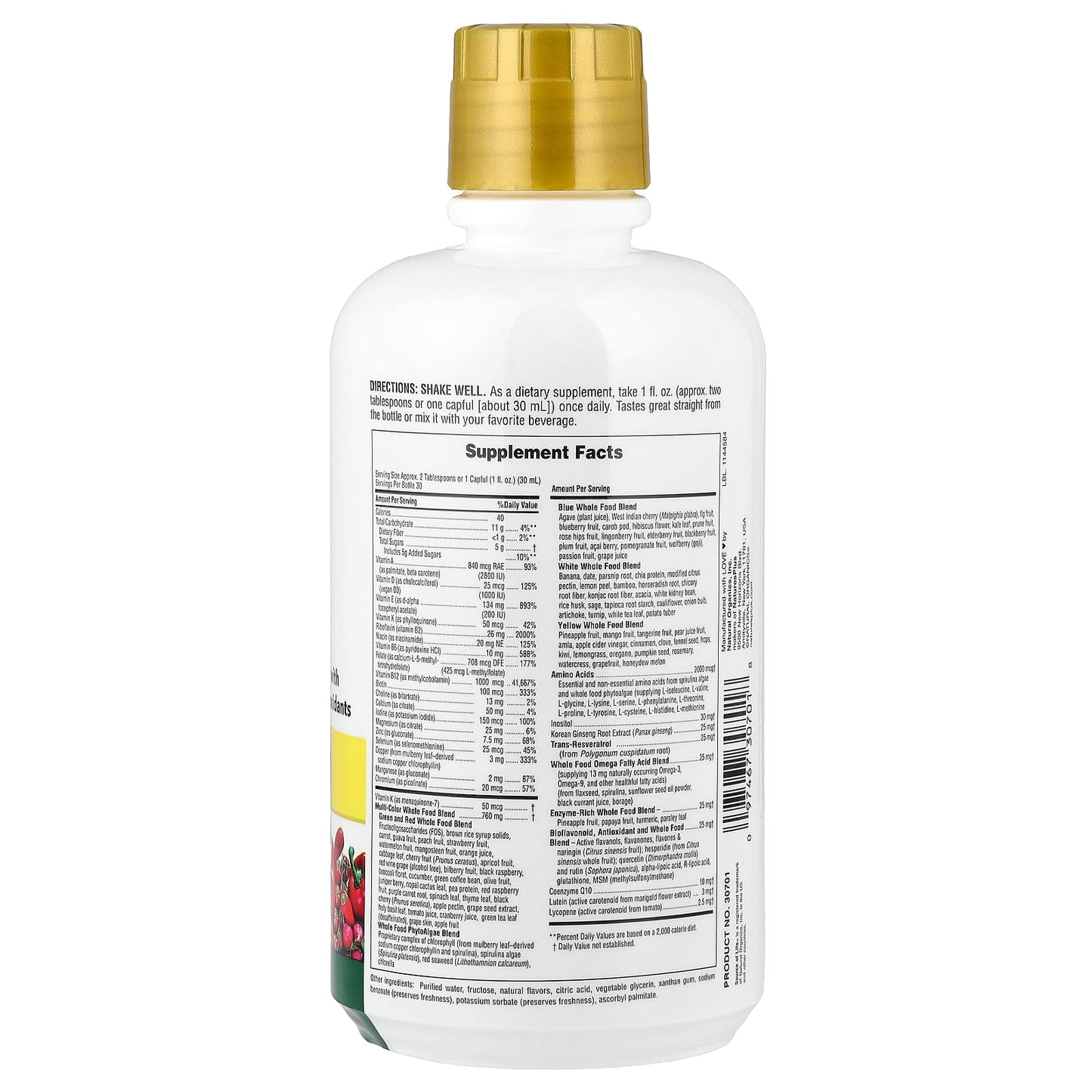 NaturesPlus, Source of Life Gold® Liquid, Tropical Fruit, 30 fl oz (900 ml) - Image 2