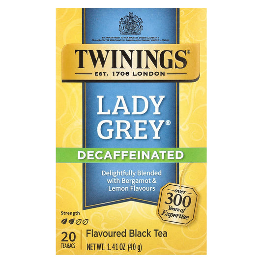 Twinings, Flavored Black Tea, Lady Grey, Decaffeinated, 20 Tea Bags, 1.41 oz (40 g) - Image 1
