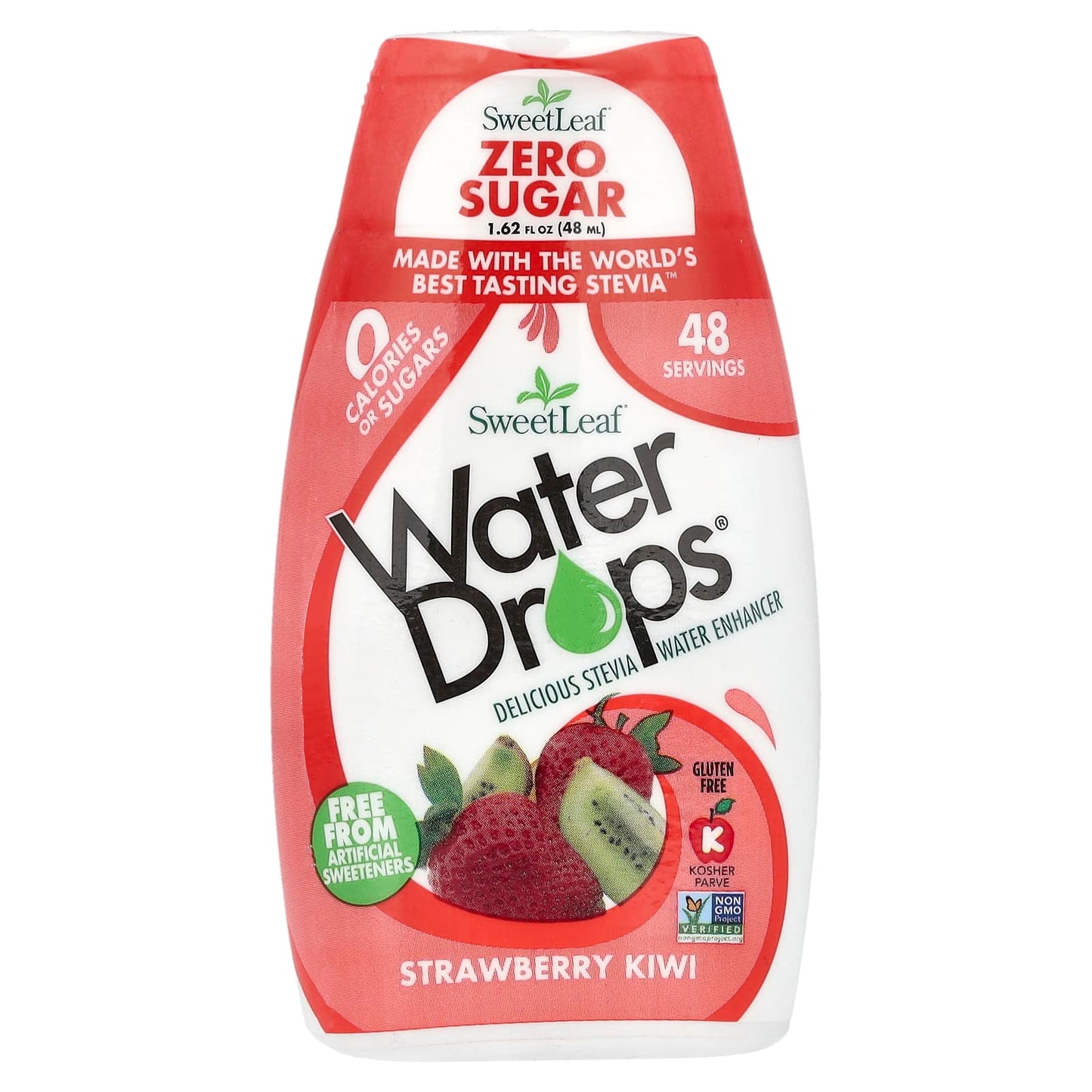 SweetLeaf Stevia, Water Drops®, Delicious Stevia Water Enhancer, Strawberry Kiwi, 1.62 fl oz (48 ml) - Image 1