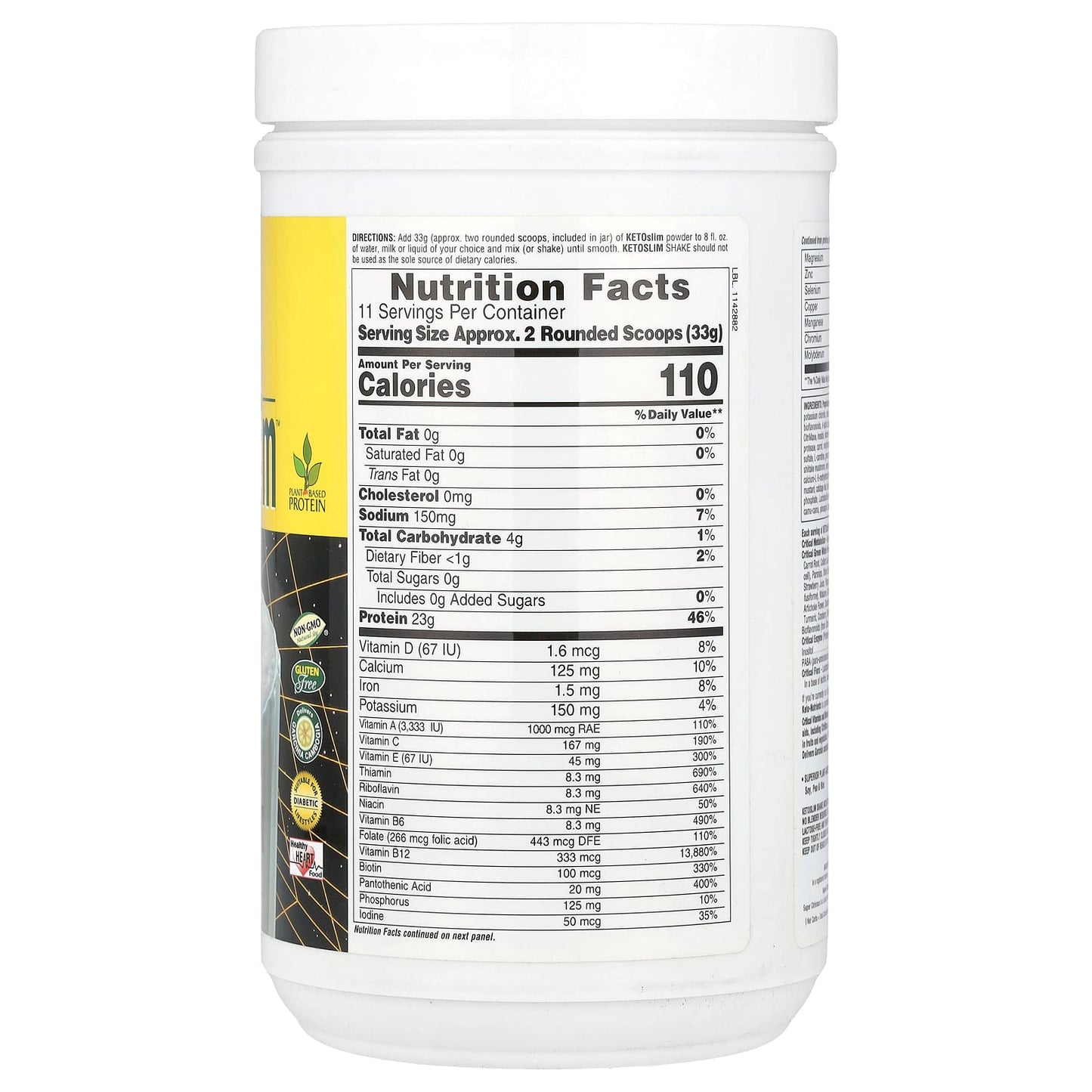 NaturesPlus, Keto Slim™, High Protein Shake, Vanilla, 0.8 lb (363 g) - Image 2