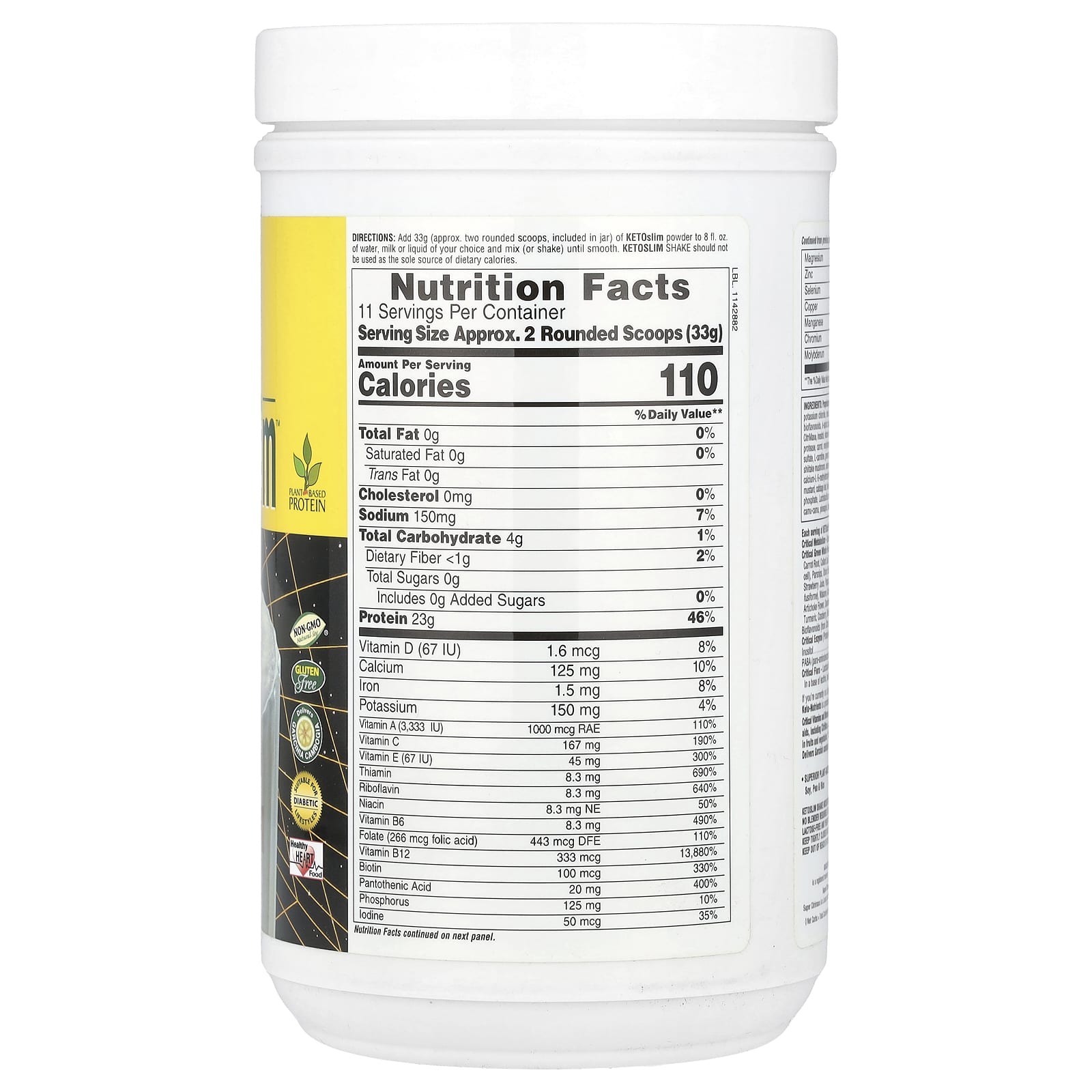 NaturesPlus, Keto Slim™, High Protein Shake, Vanilla, 0.8 lb (363 g) - Image 2
