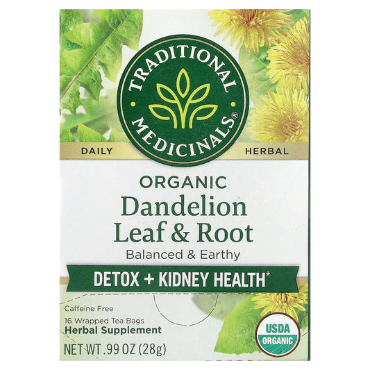 Traditional Medicinals, Organic Dandelion Leaf & Root Tea, Caffeine Free, 16 Wrapped Tea Bags, 0.99 oz (28 g) - Image 1