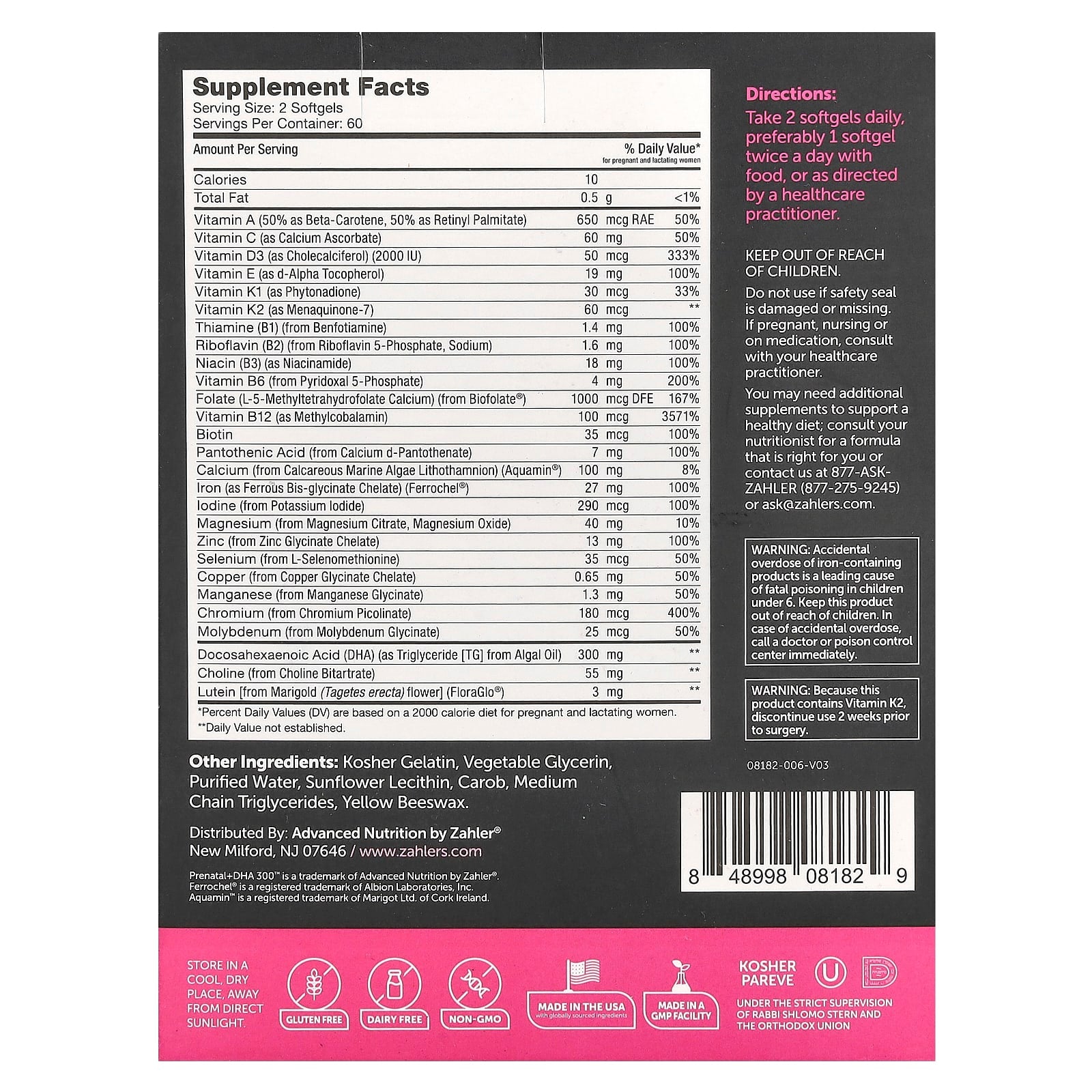 Zahler, Prenatal + DHA 300, 120 Softgels - Image 2