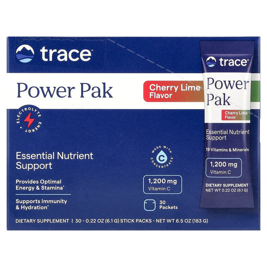Trace, Power Pak, Cherry Lime, 30 Packets, 0.22 oz (6.1 g) Each - Image 1