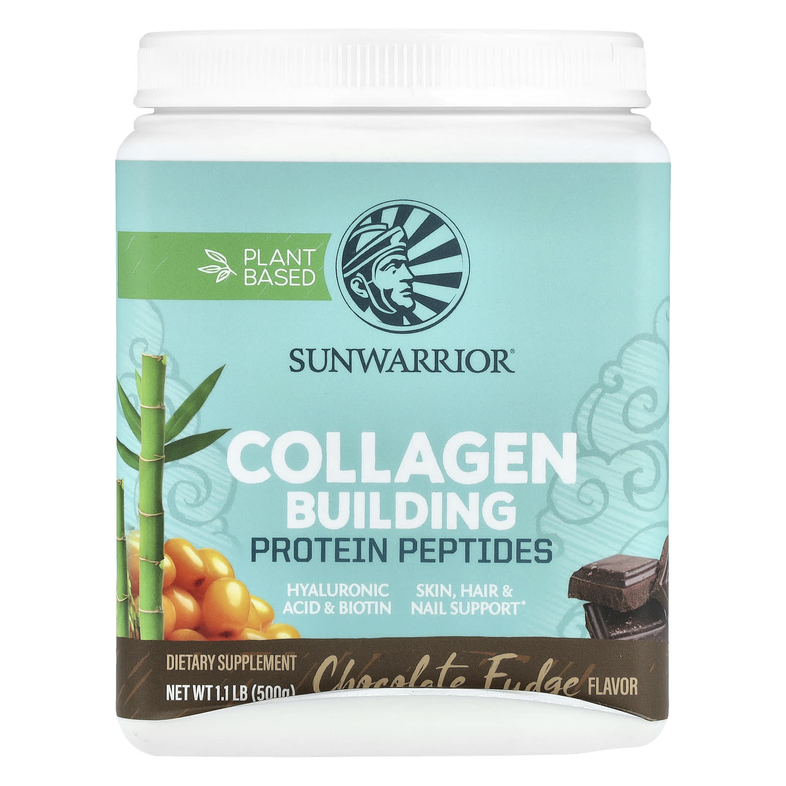 Sunwarrior, Collagen Building Protein Peptides, Chocolate Fudge, 1.1 lb (500 g) - Image 1