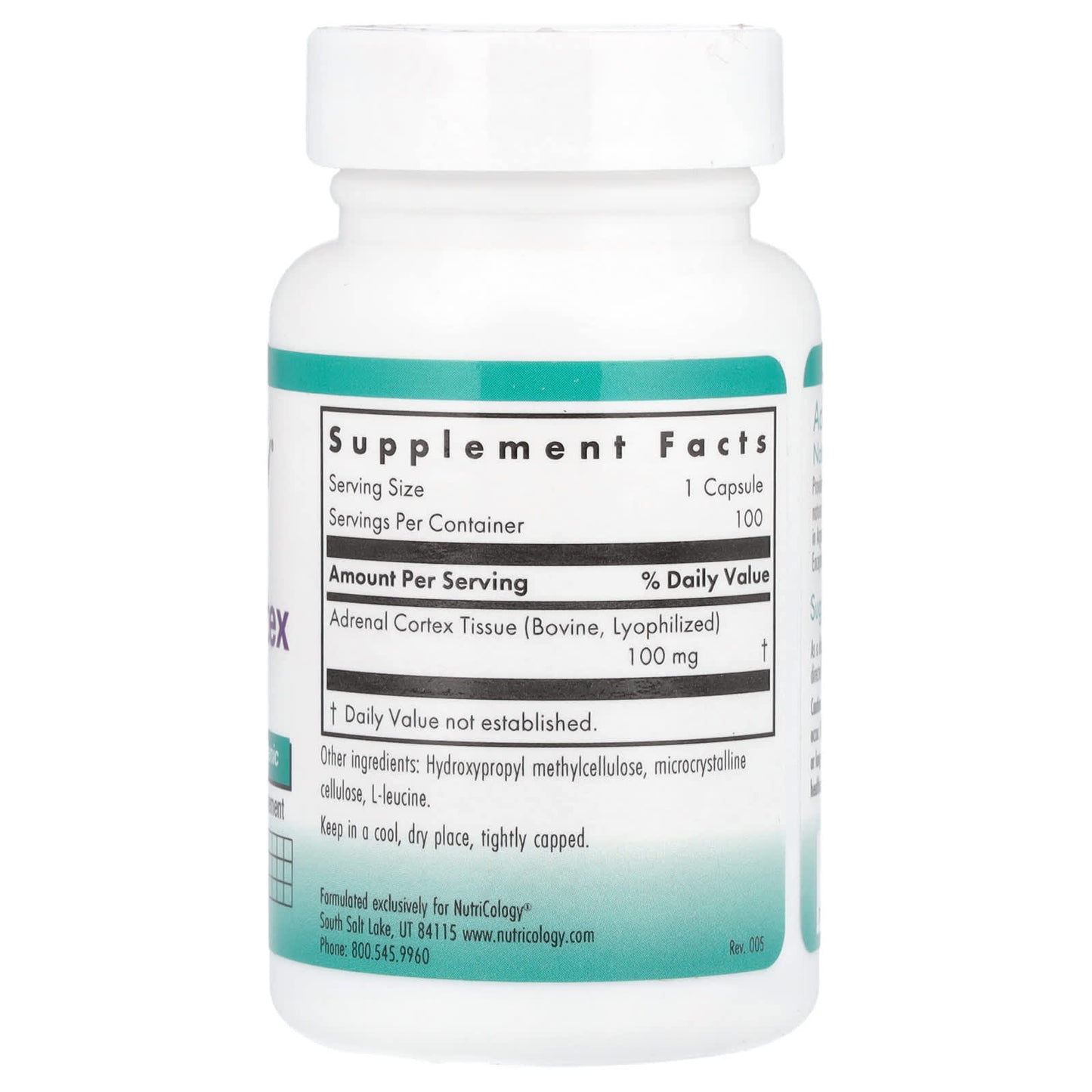 Nutricology, Adrenal Cortex, Natural Glandular, 100 mg , 100 Vegicaps - Image 2