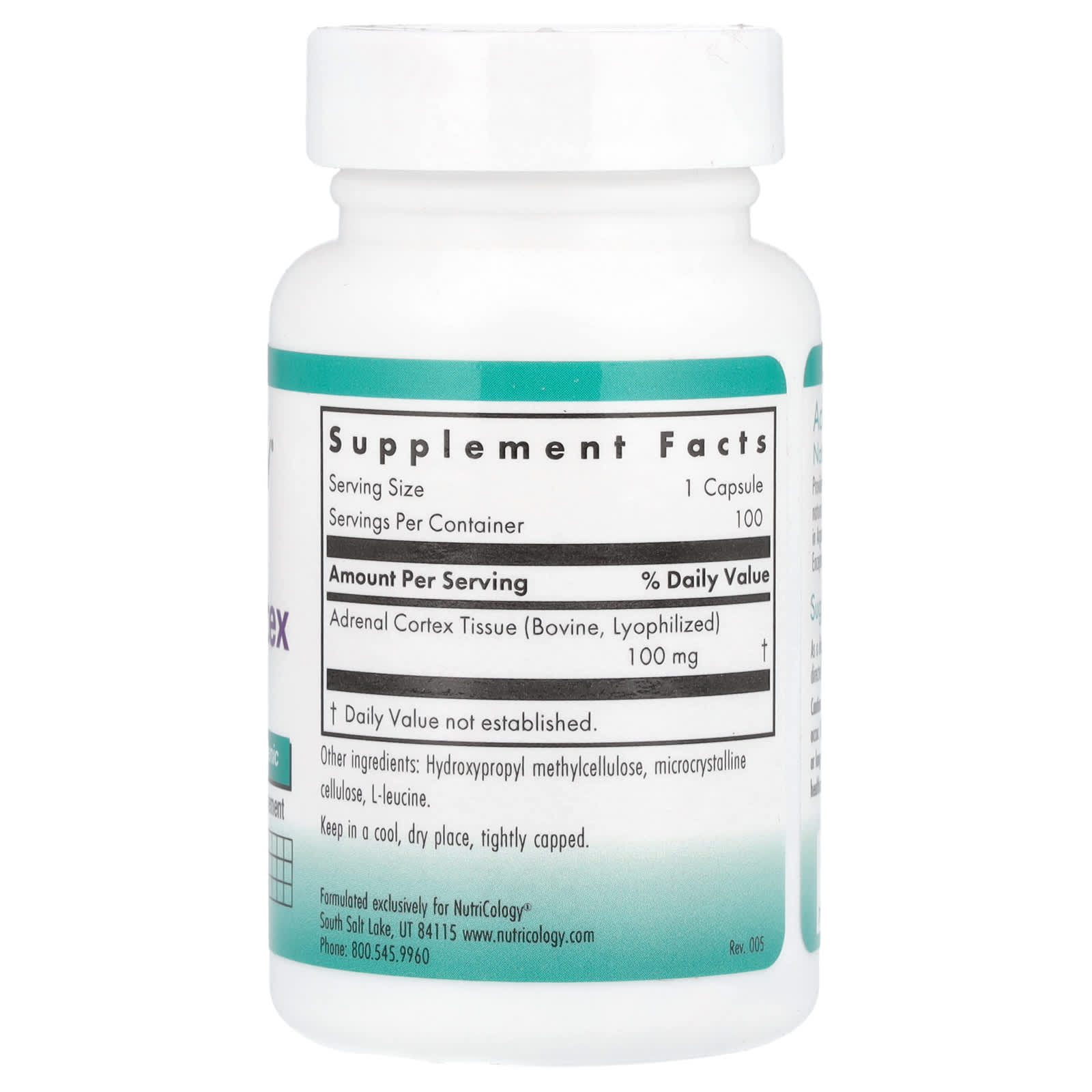 Nutricology, Adrenal Cortex, Natural Glandular, 100 mg , 100 Vegicaps - Image 2