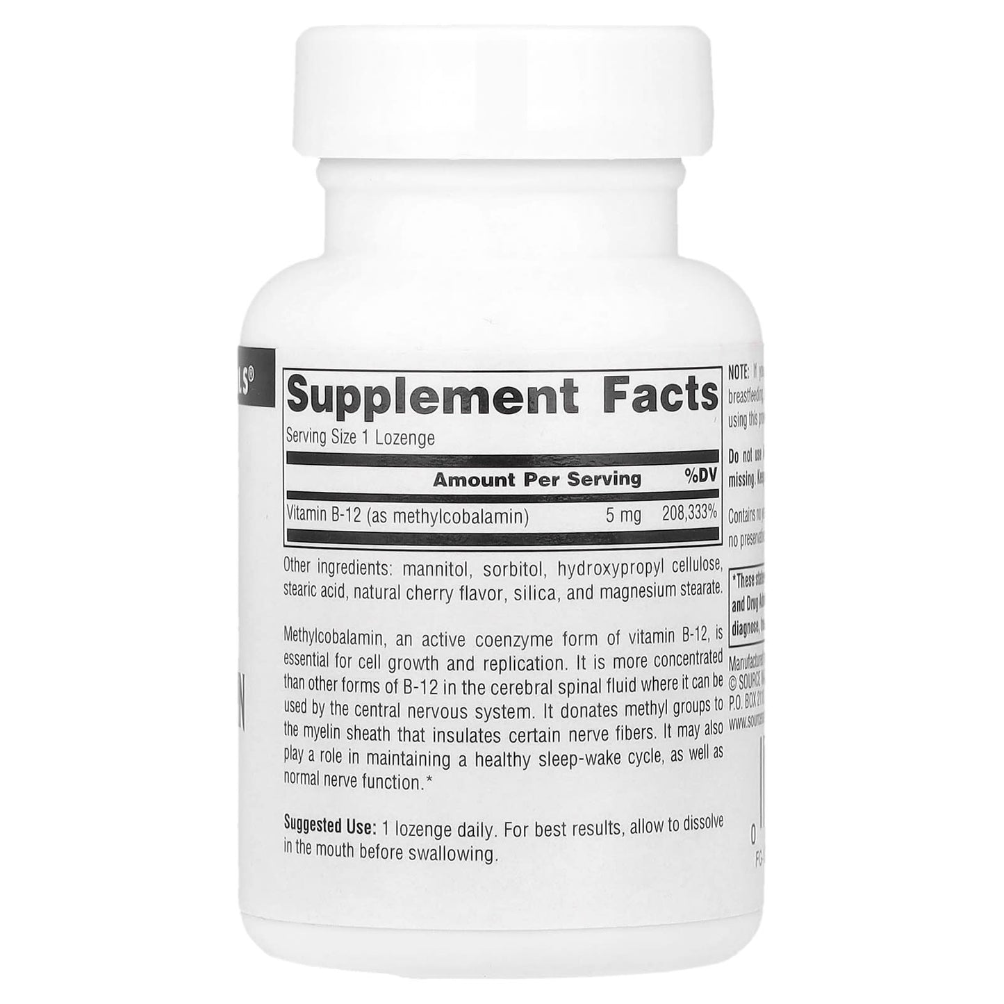 Source Naturals, MethylCobalamin Vitamin B12, Cherry, 5 mg, 60 Lozenges