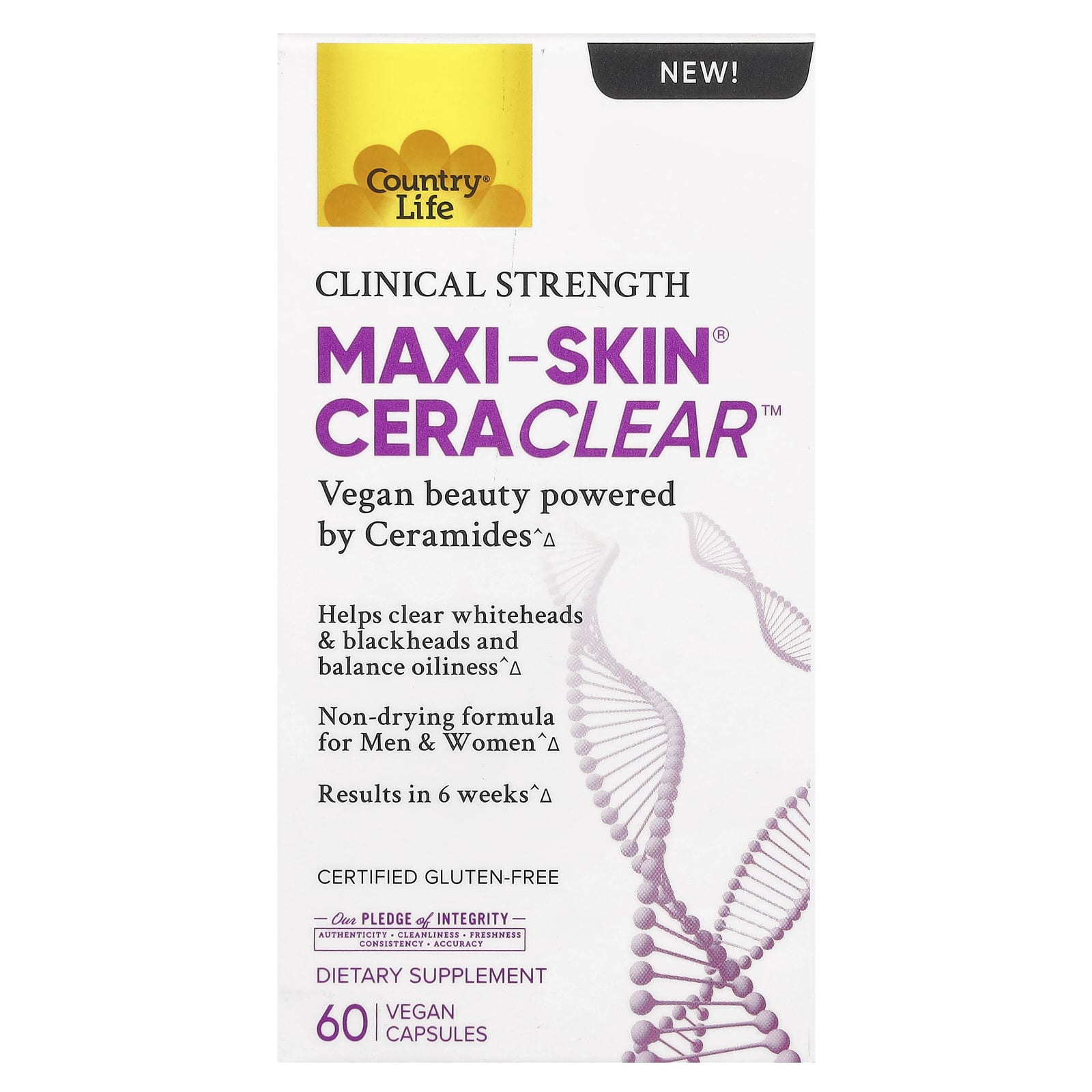 Maxi-Skin <sup>&reg;</sup> Cera Clear <sup>&trade;</sup>, 60 Vegan Capsules for Glowing Skin - Image 1