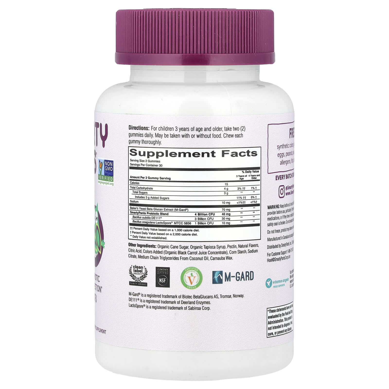 SmartyPants, Kids Prebiotic and Probiotic Gummies, Immunity Formula, Grape, 4 Billion CFU, 60 Gummies (2 Billion CFU per Gummy) - Image 2