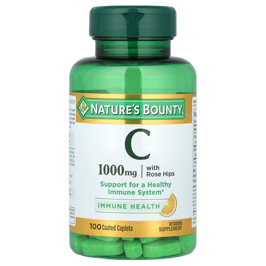 Nature's Bounty, Vitamin C with Rose Hips, 100 Coated Caplets - Image 1