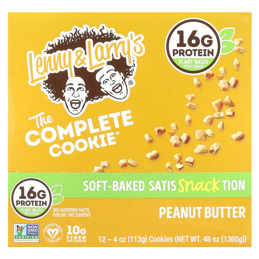 Lenny & Larry's, The Complete Cookie®, Peanut Butter, 12 Cookies, 4 oz (113 g) Each - Image 1