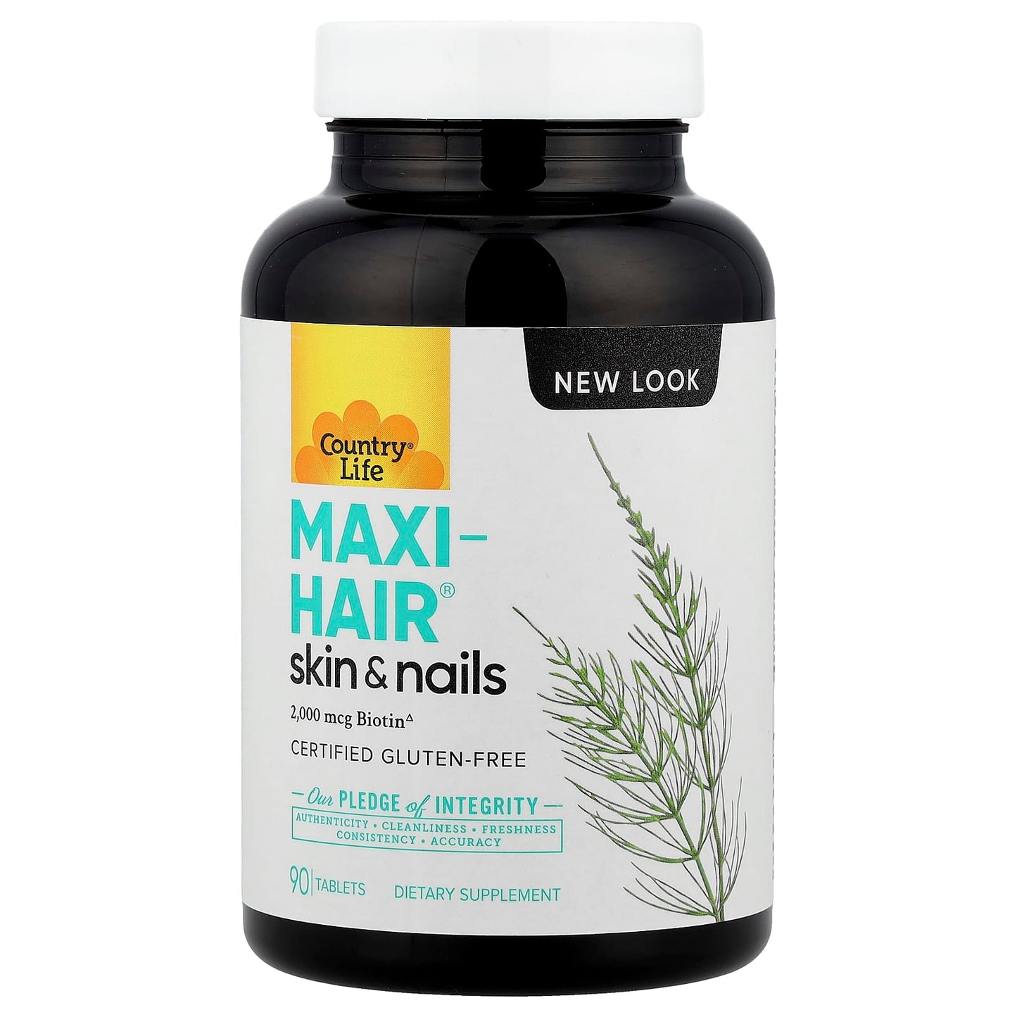 Country Life Maxi-Hair Skin & Nails Supplement, 90 Tablets, PABA Free - Image 1