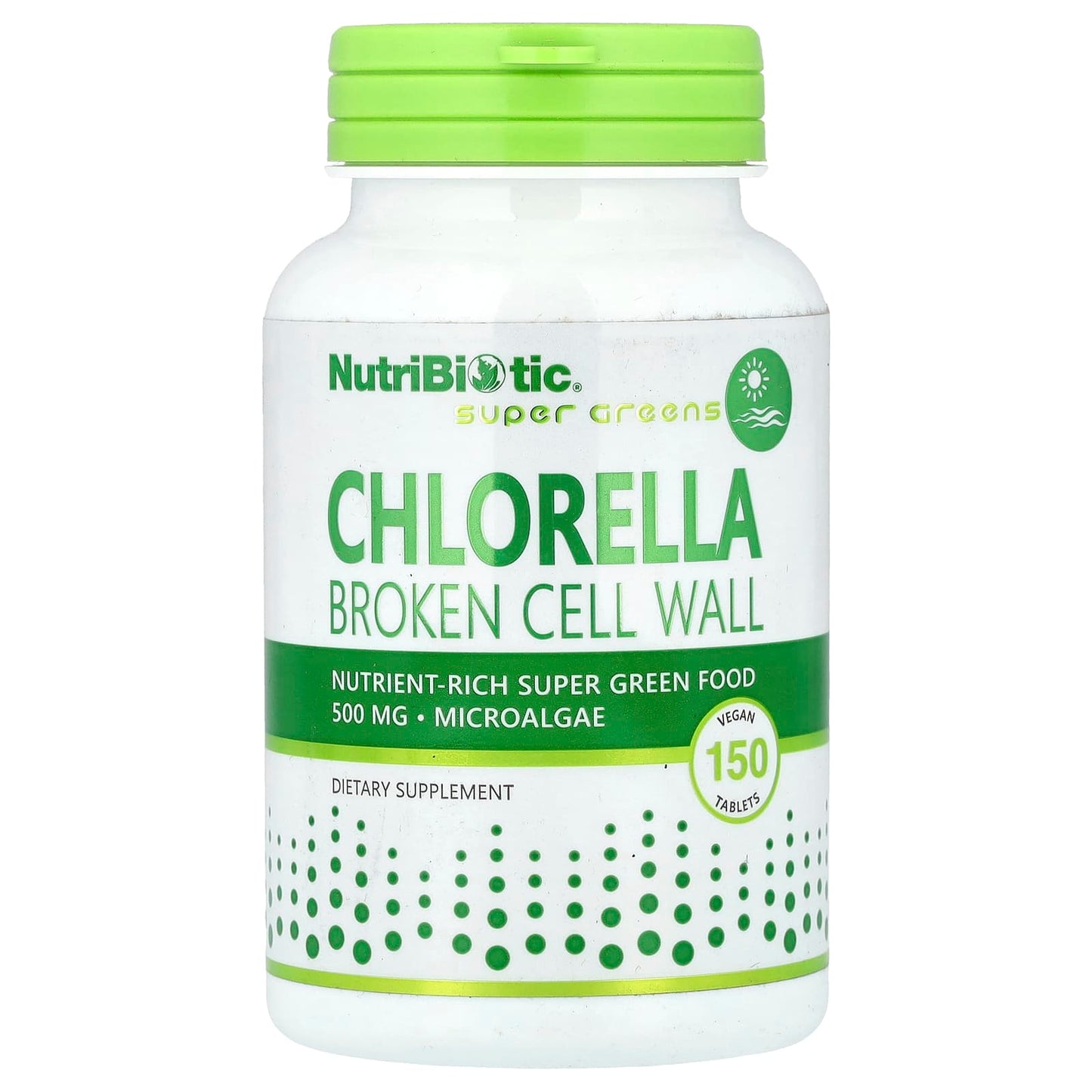 NutriBiotic, Super Greens, Chlorella, 150 Vegan Tablets (500 mg per Tablet) - Image 1