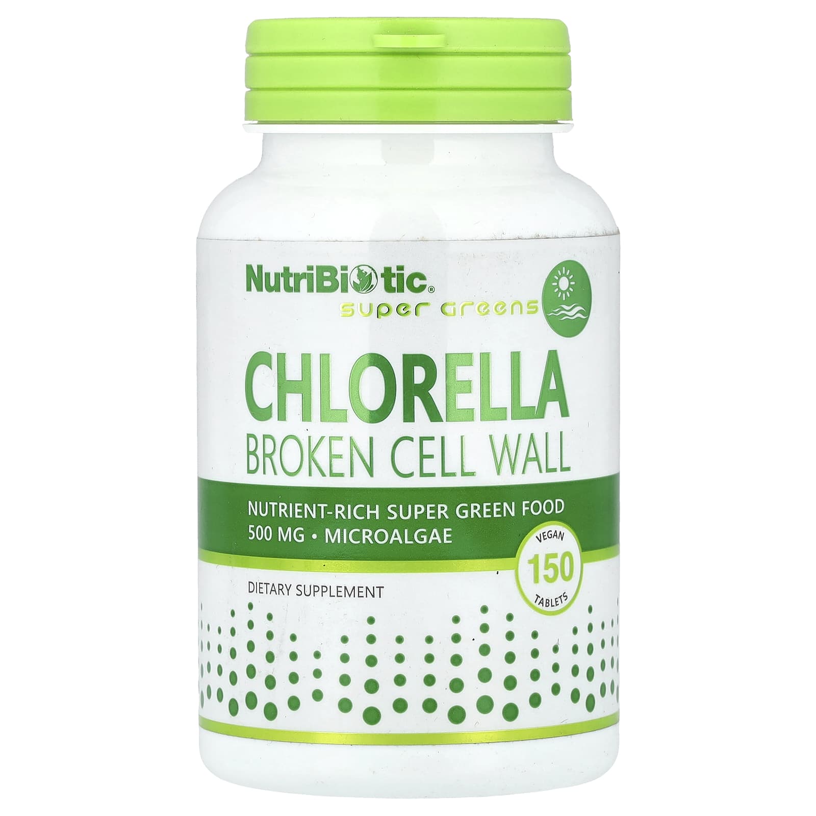 NutriBiotic, Super Greens, Chlorella, 150 Vegan Tablets (500 mg per Tablet) - Image 1