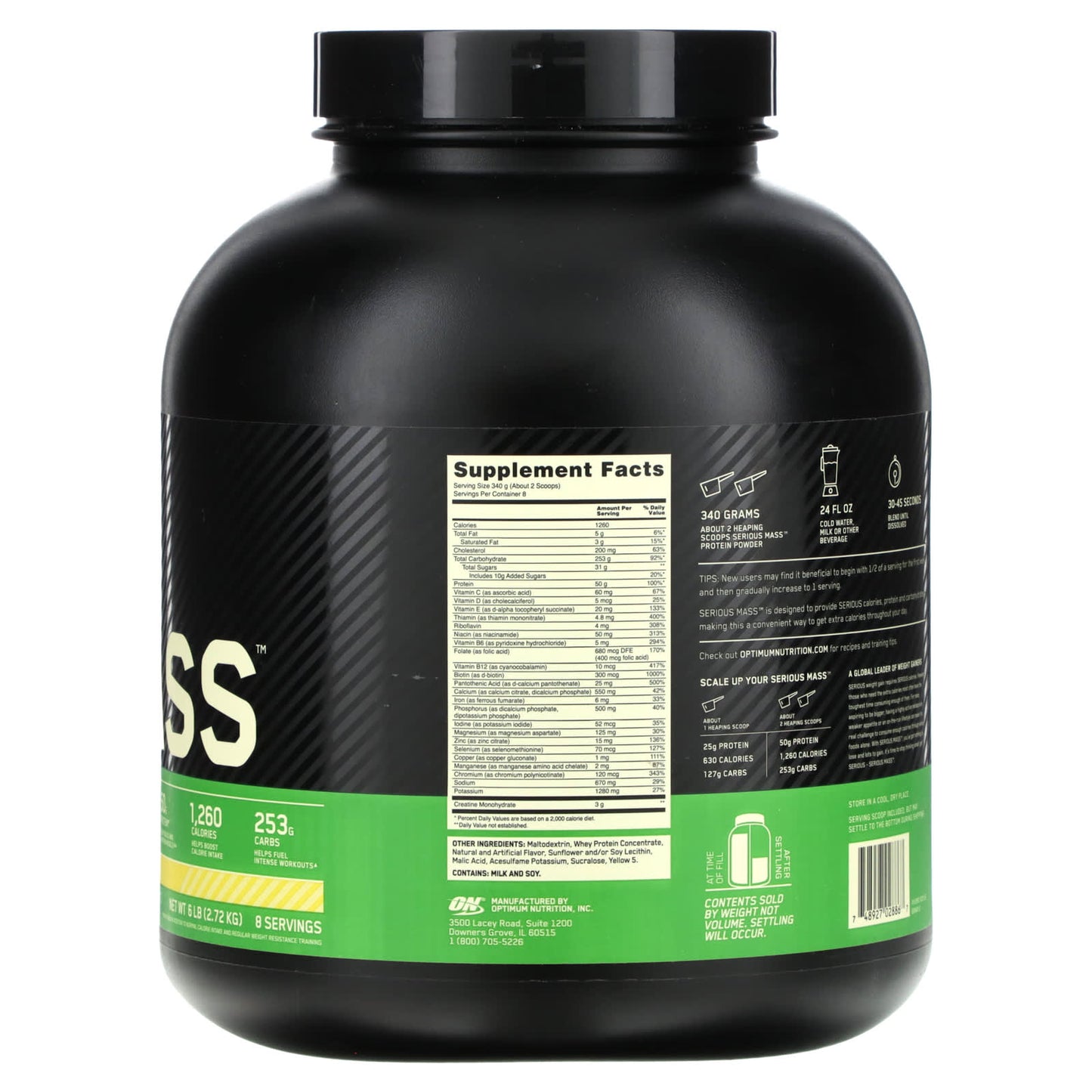 Optimum Nutrition, Serious Mass™, Banana, 6 lb (2.72 kg) - Image 2