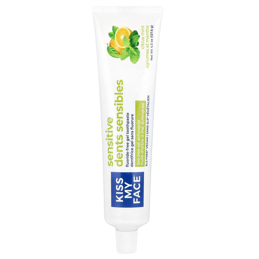 Kiss My Face, Sensitive Fluoride-Free Gel Toothpaste, Citrus Mint , 4.5 oz (127.6 g) - Image 1