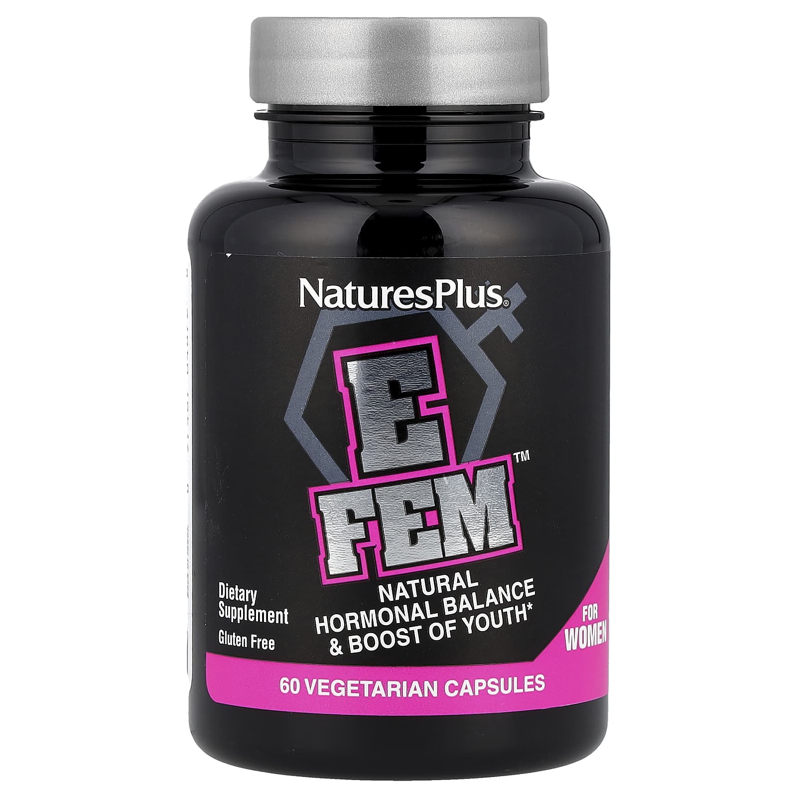 NaturesPlus, E Fem™ for Women, Natural Hormonal Balance & Boost of Youth, 60 Vegetarian Capsules - Image 1