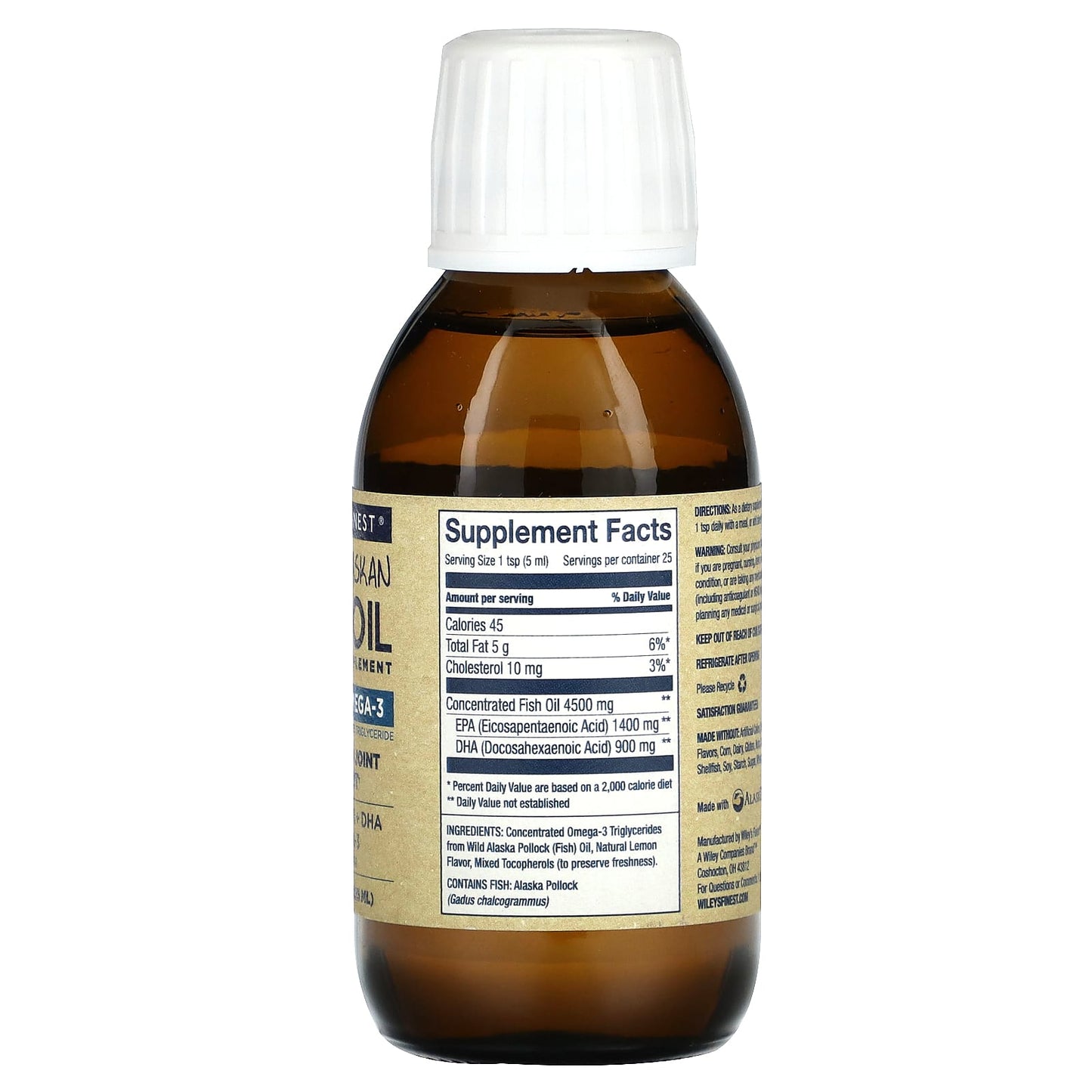 Wiley's Finest, Wild Alaskan Fish Oil, Peak Omega-3, Natural Lemon, 2,300 mg, 4.23 fl oz (125 ml) - Image 2