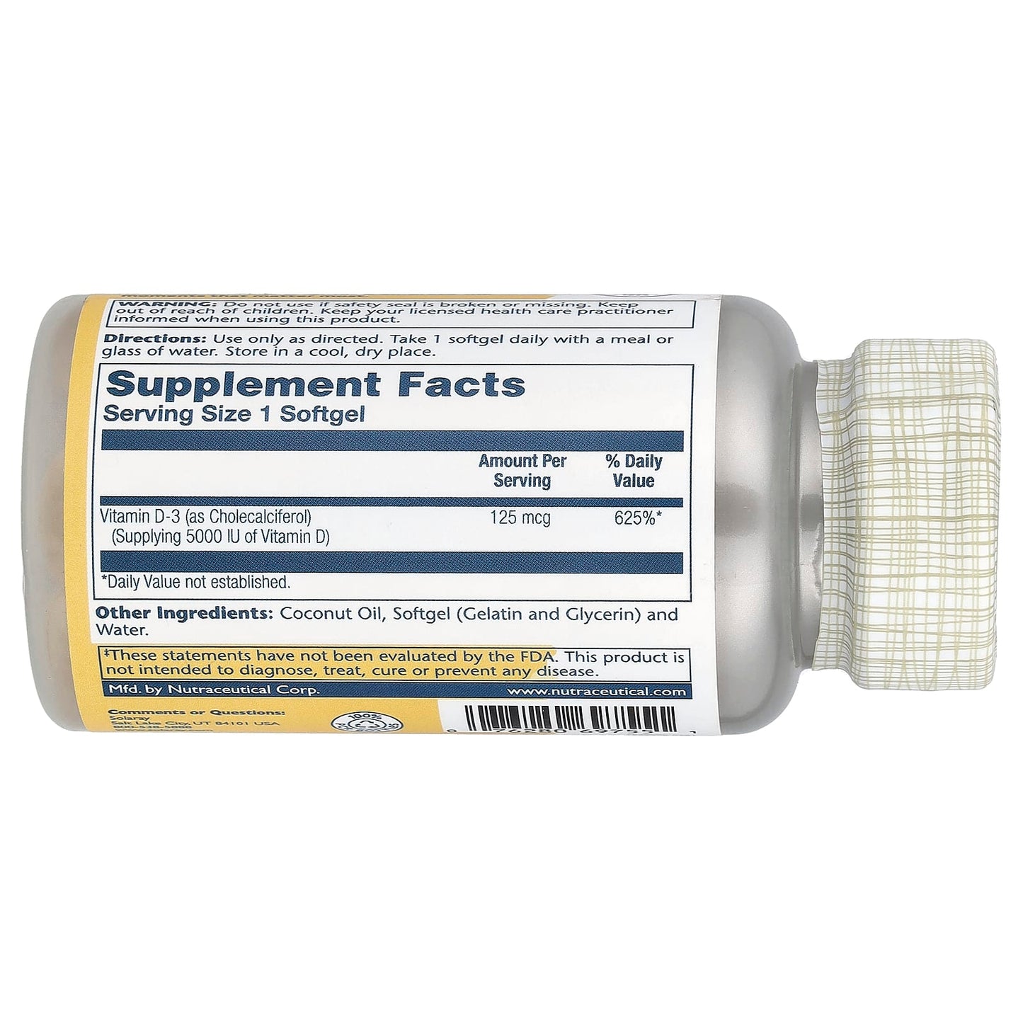 Solaray, Super Bio Vitamin D-3, 125 mcg, 120 Softgels - Image 2