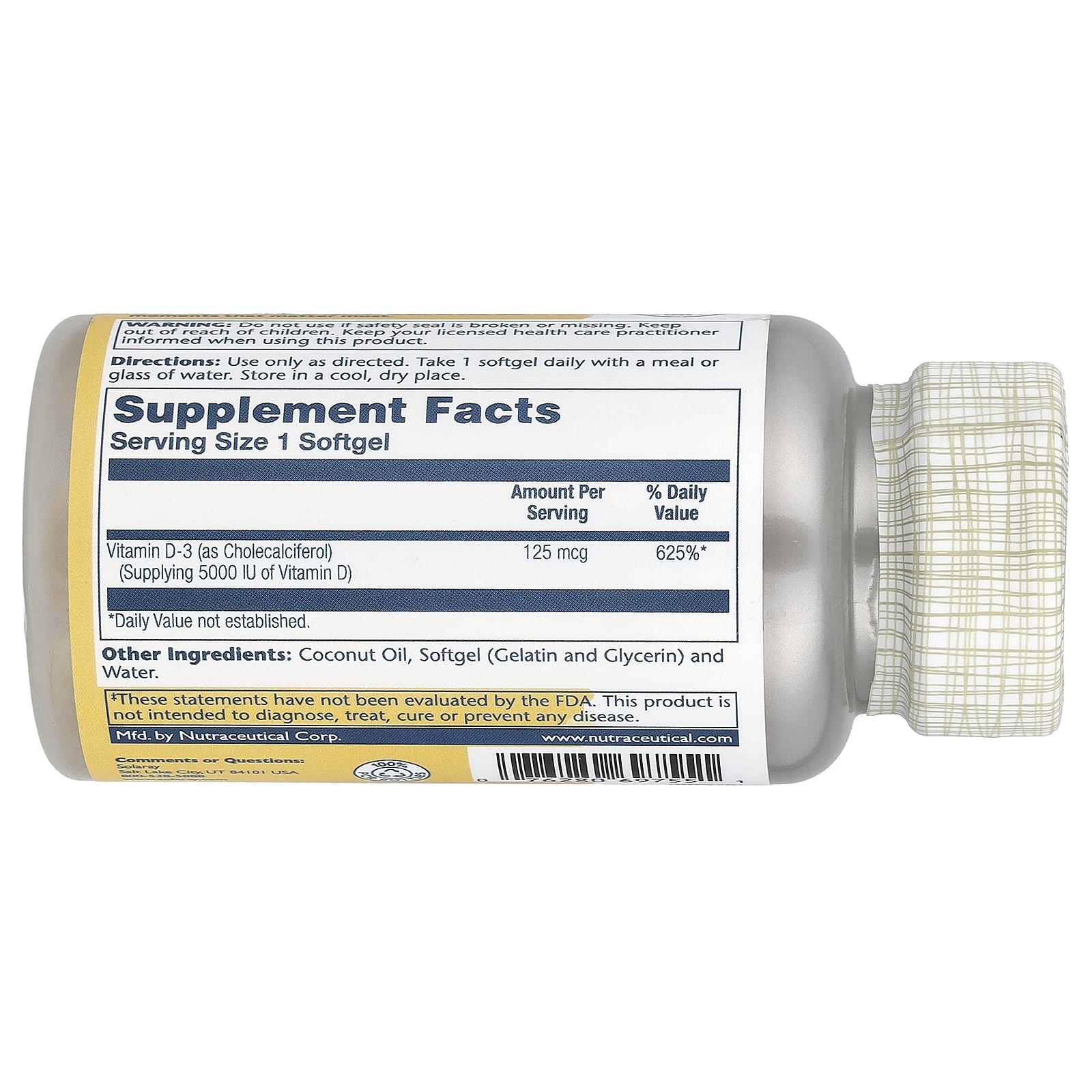 Solaray, Super Bio Vitamin D-3, 125 mcg, 120 Softgels - Image 2