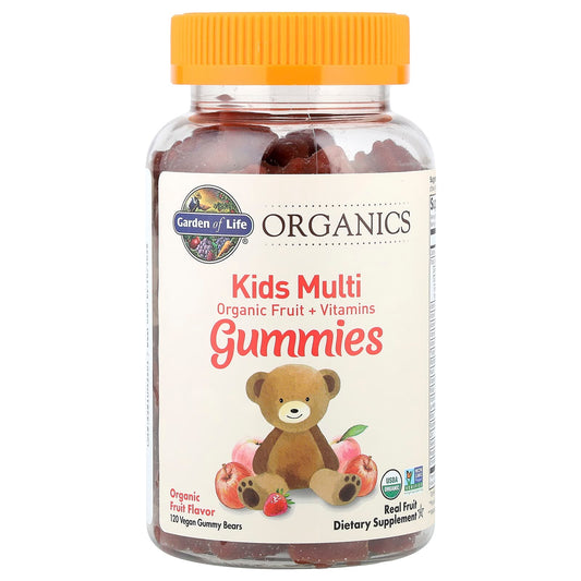 Garden of Life, Kids Multi Gummies, Organic Fruit + Vitamins, Fruit, 120 Vegan Gummy Bears