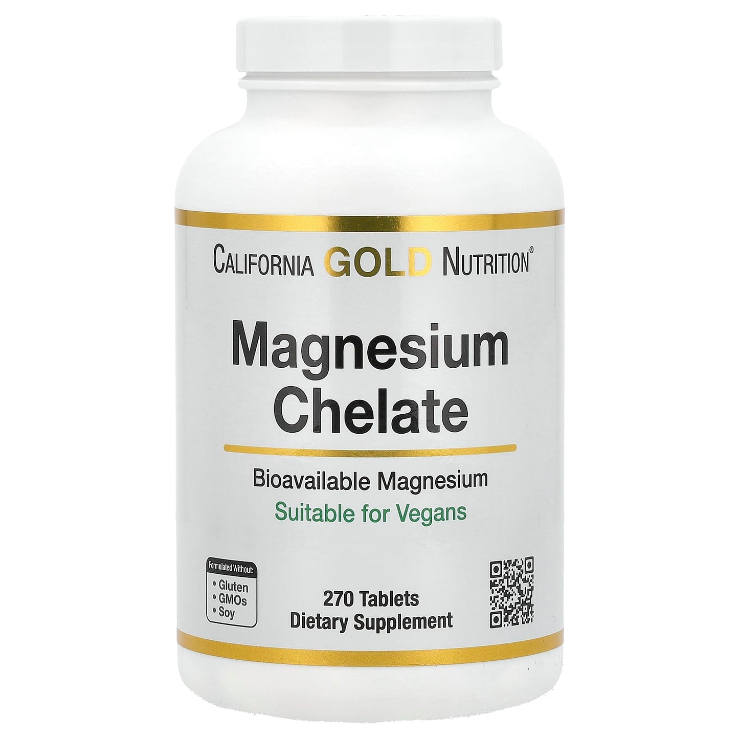California Gold Nutrition Magnesium Chelate with Calcium Supplement, 270 Tablets - Image 1