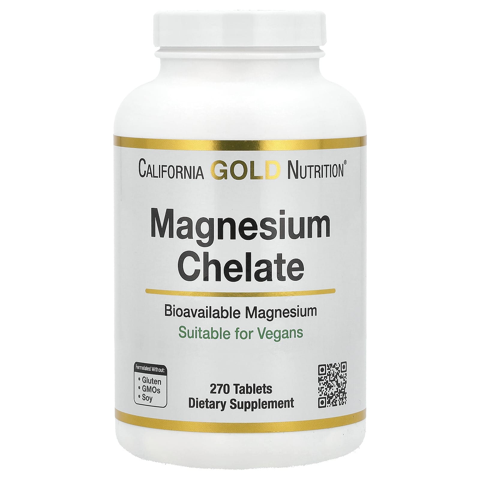 California Gold Nutrition Magnesium Chelate with Calcium Supplement, 270 Tablets - Image 1