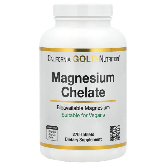 California Gold Nutrition Magnesium Chelate with Calcium Supplement, 270 Tablets - Image 1