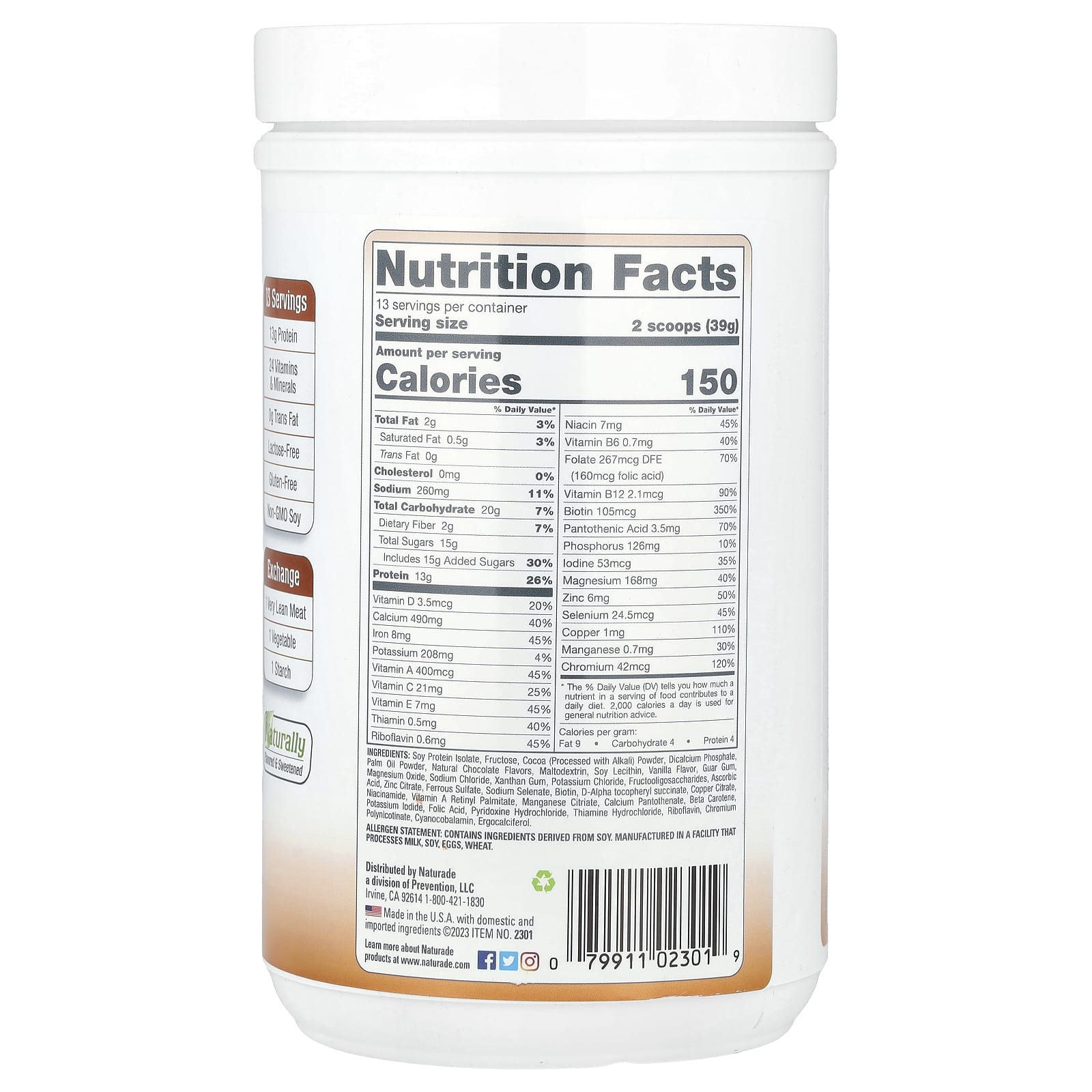Naturade, Total Soy®, Meal Replacement, Bavarian Chocolate, 1 lb 1.88 oz (507 g) - Image 2
