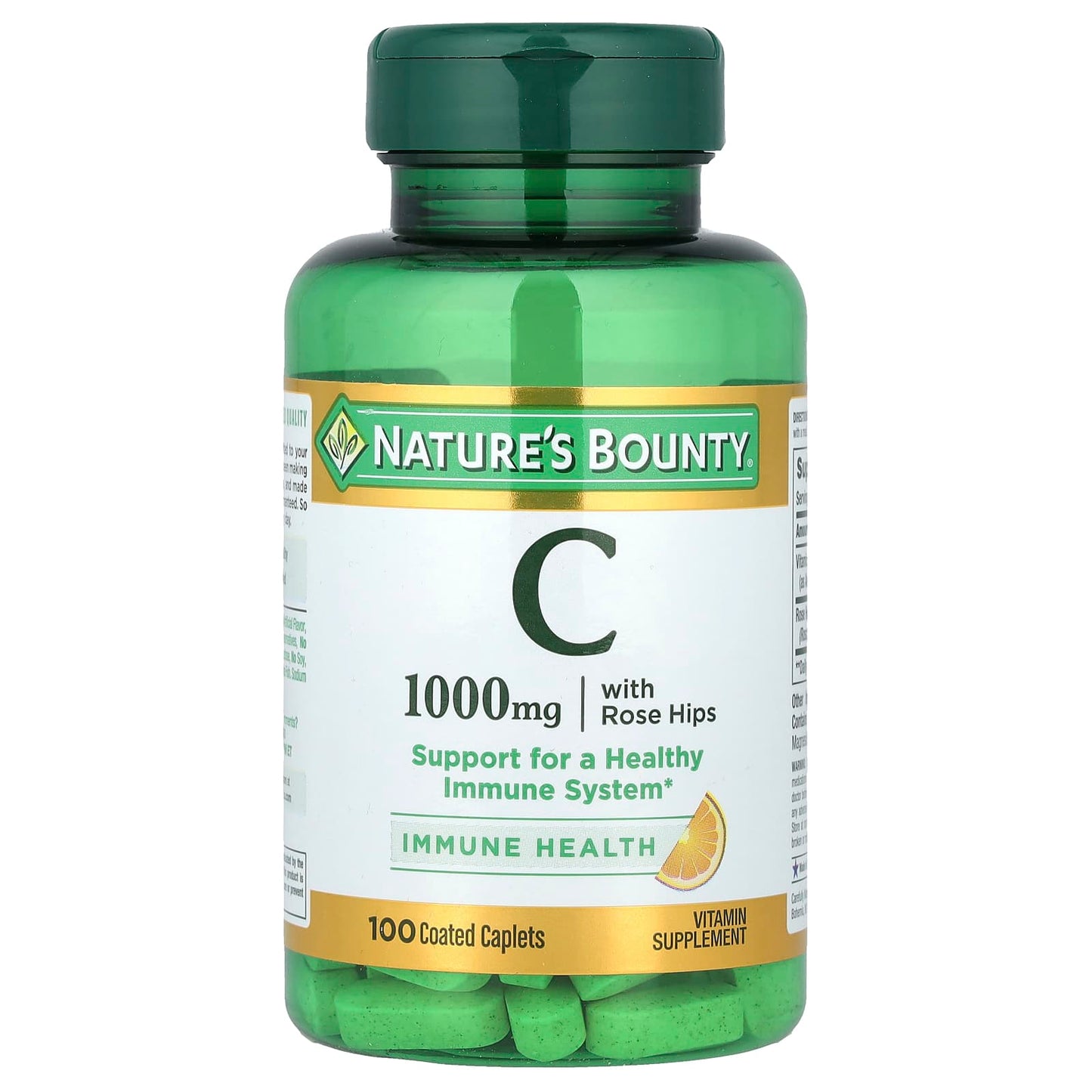 Nature's Bounty, Vitamin C with Rose Hips, 100 Coated Caplets - Image 1