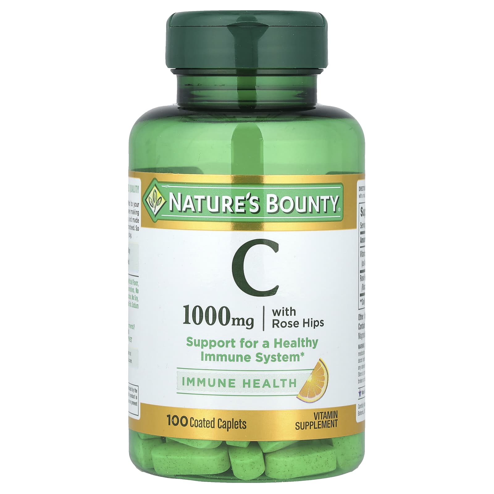 Nature's Bounty, Vitamin C with Rose Hips, 100 Coated Caplets - Image 1
