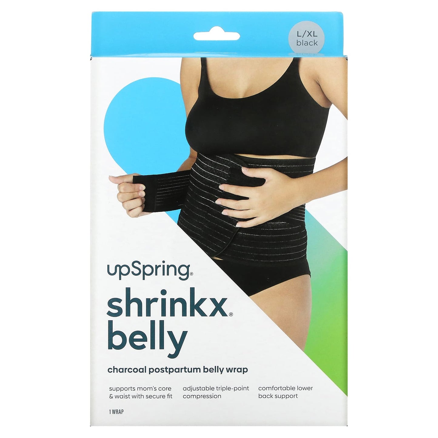 UpSpring, Shrinkx Belly, Charcoal Postpartum Belly Wrap, Size L/XL, Black, 1 Count - Image 1
