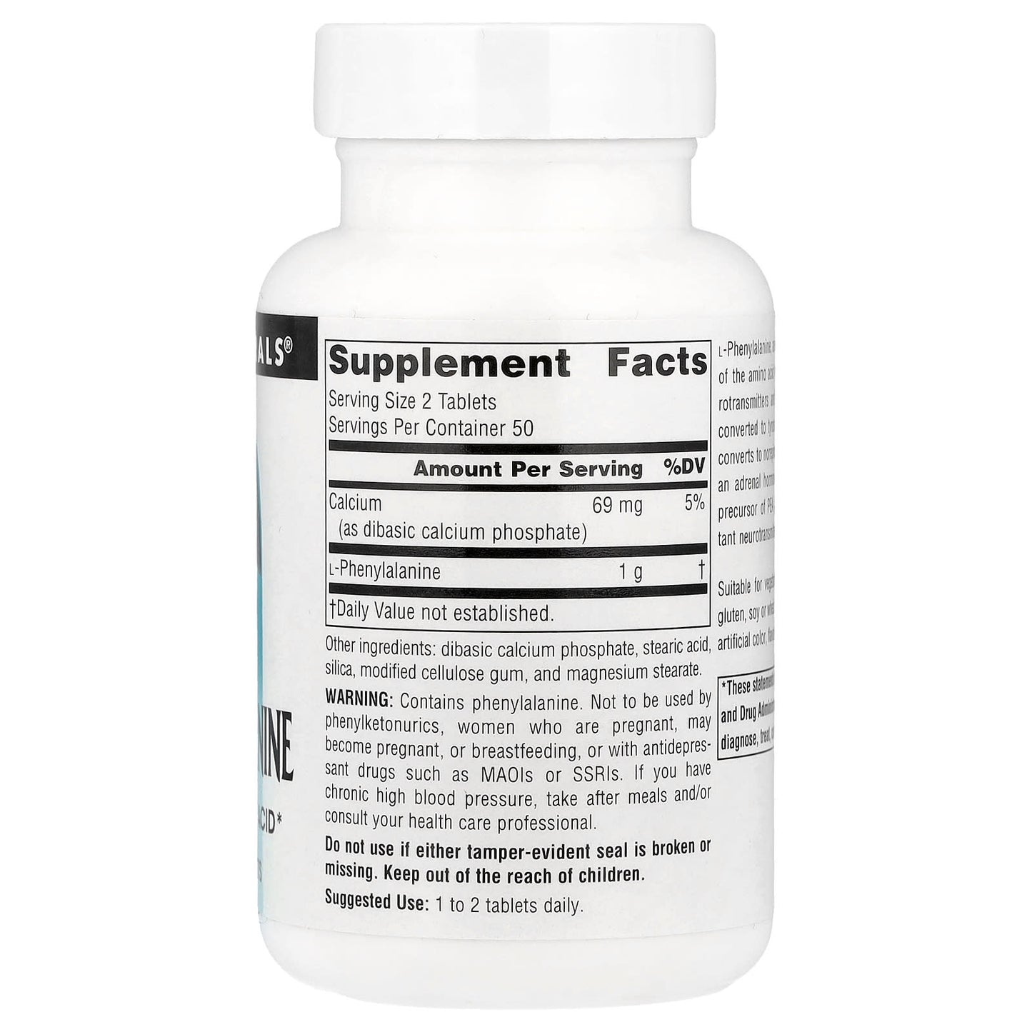 Source Naturals, L-Phenylalanine, 100 Tablets - Image 2