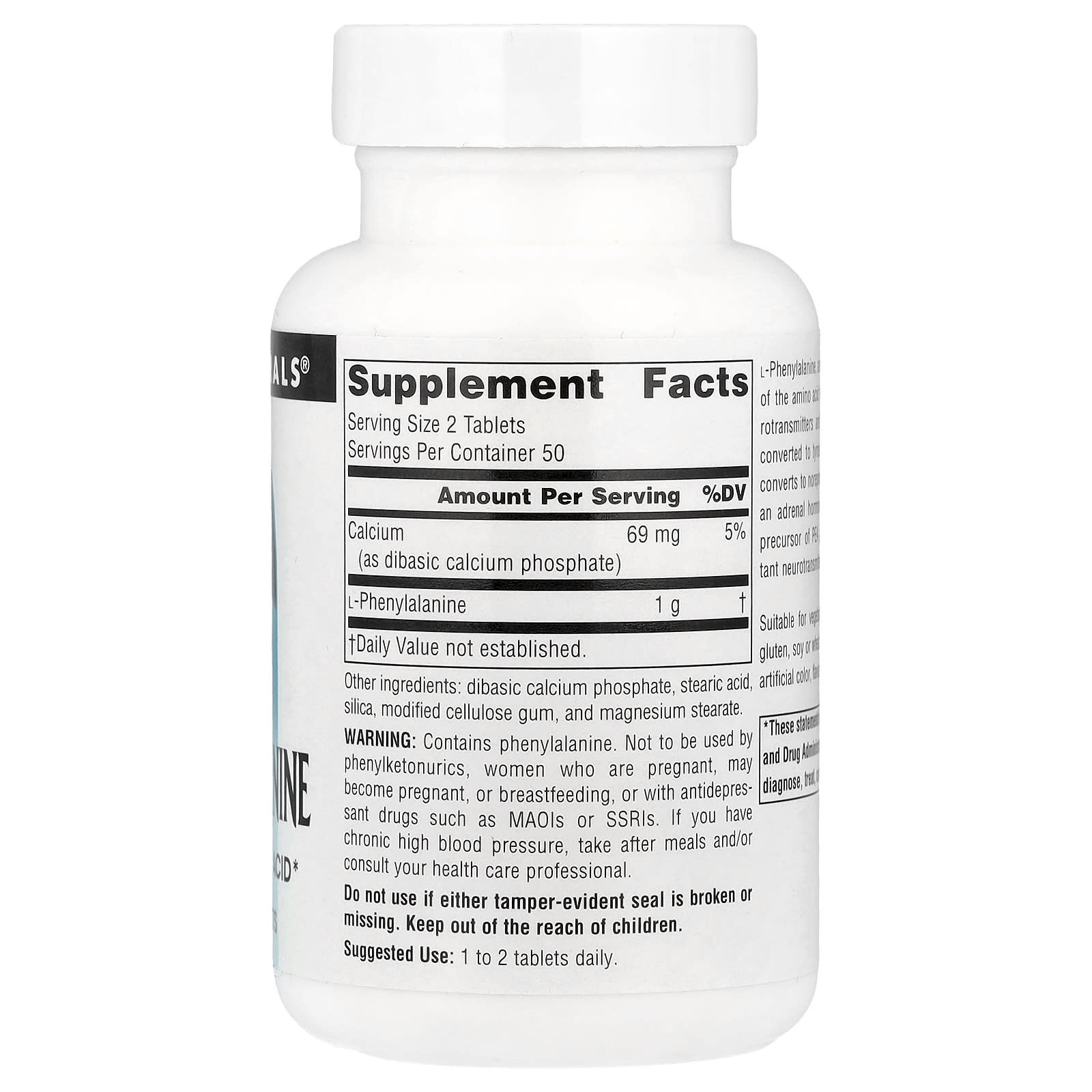 Source Naturals, L-Phenylalanine, 100 Tablets - Image 2